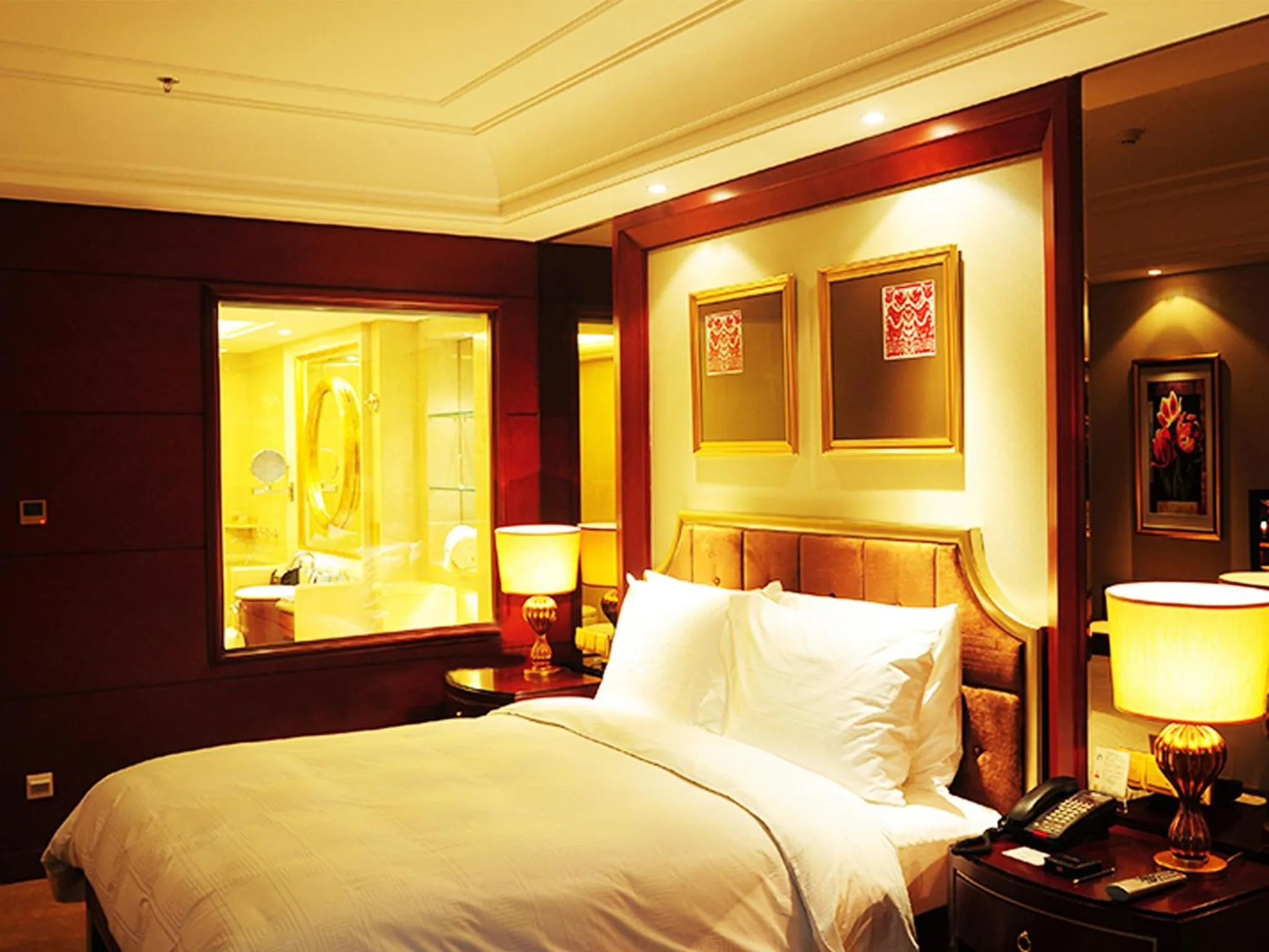 Decorative detail, Bed in Dynasty International Hotel Dalian