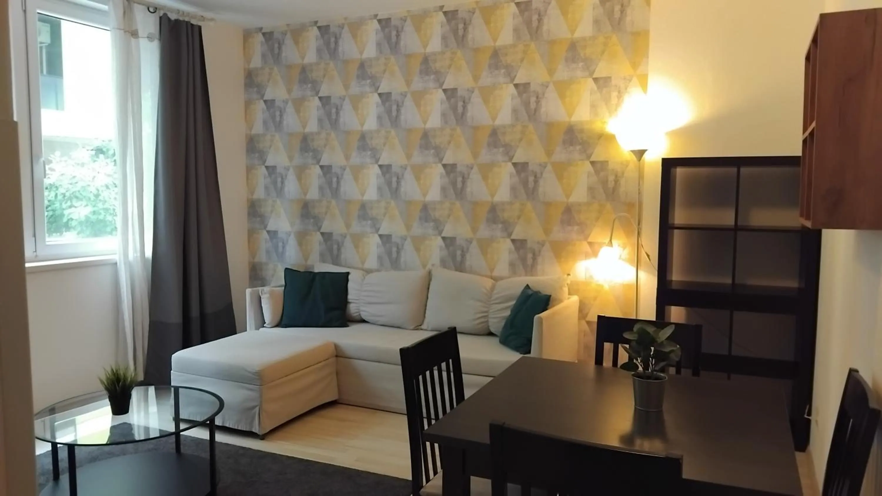 Living room in Corvin Center Suites