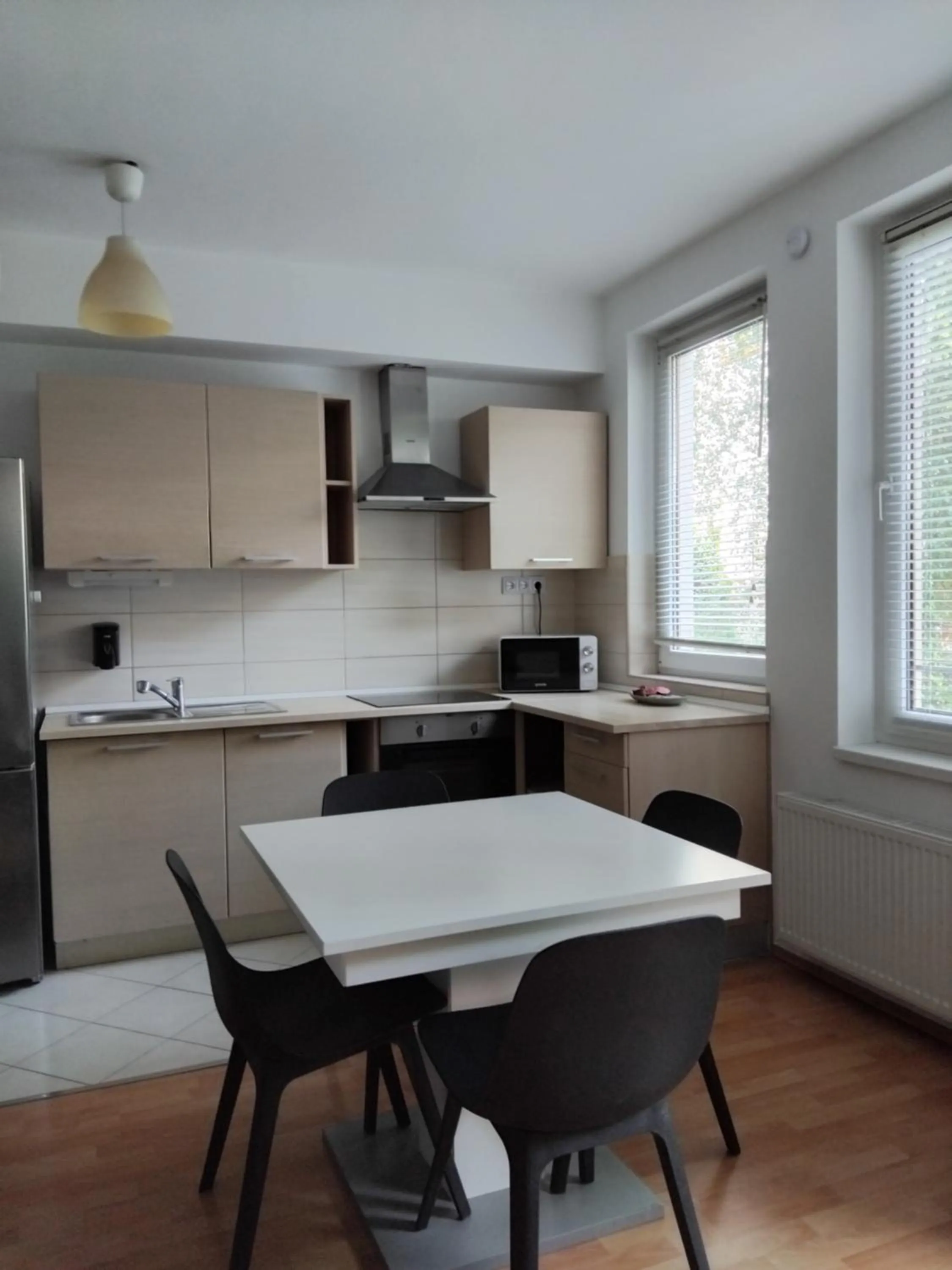 kitchen in Corvin Center Suites