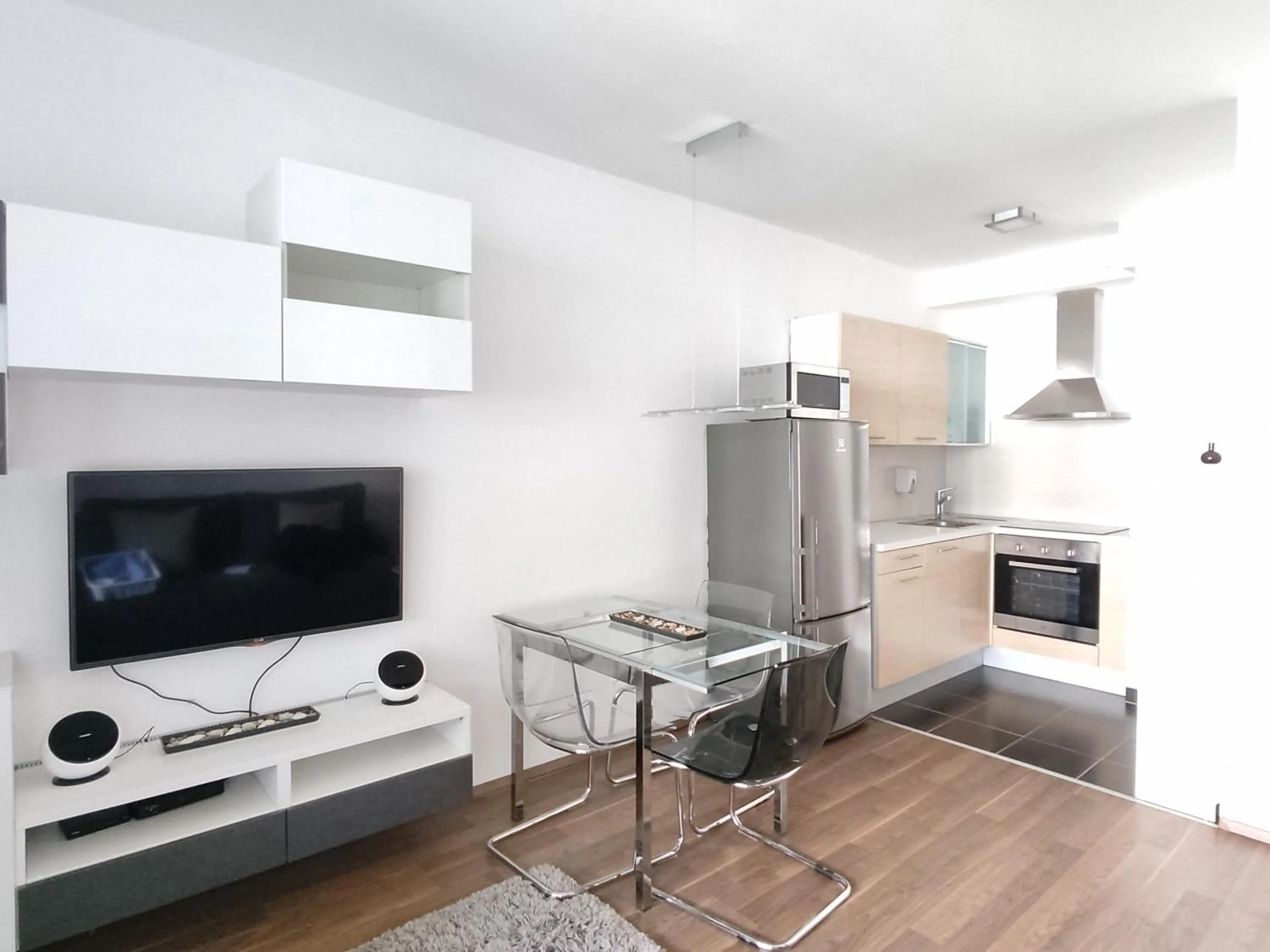 Living room in Corvin Center Suites