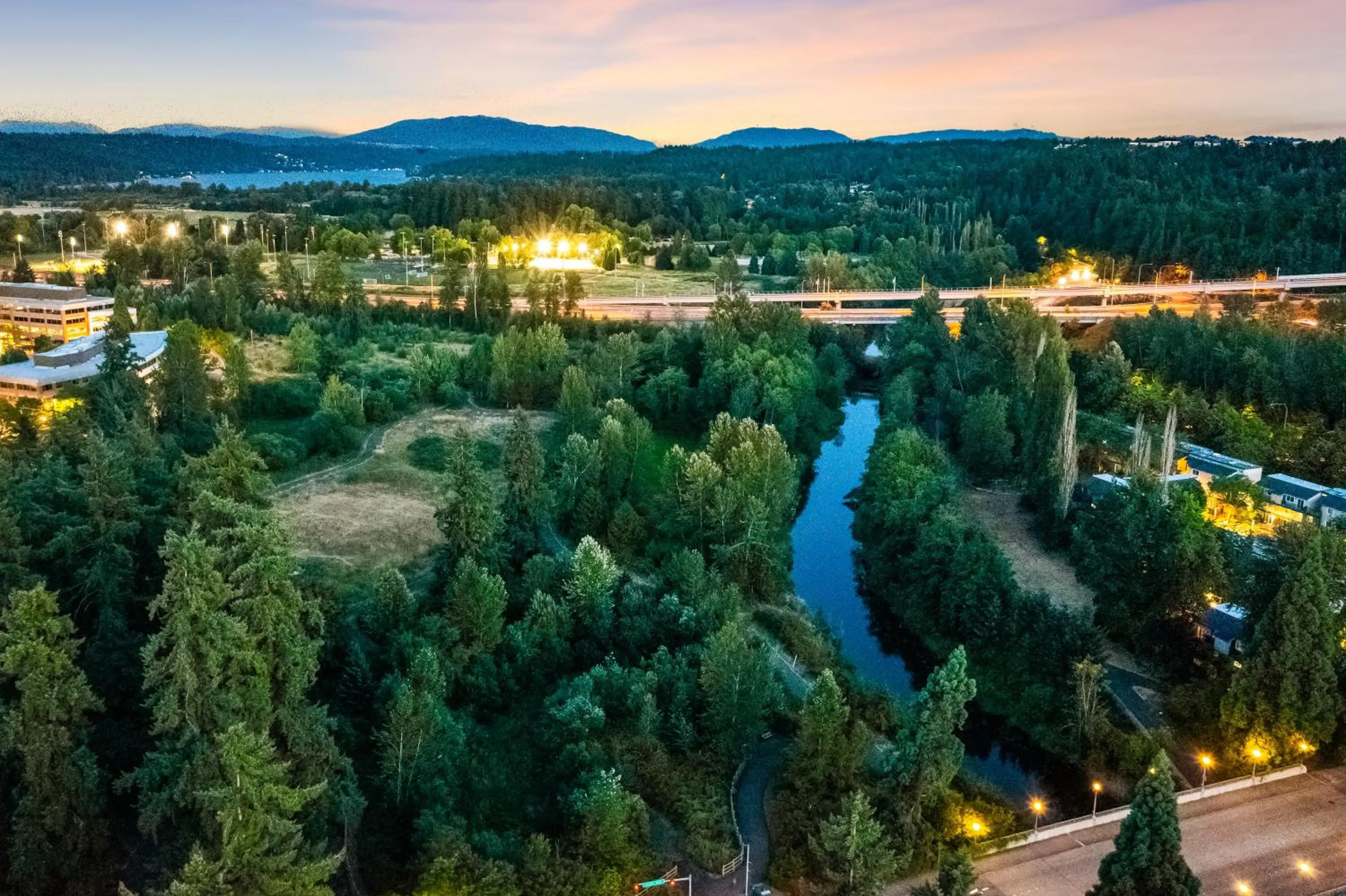 Bird's eye view in Open Loft in Redmond Core - 92 Walkscore!