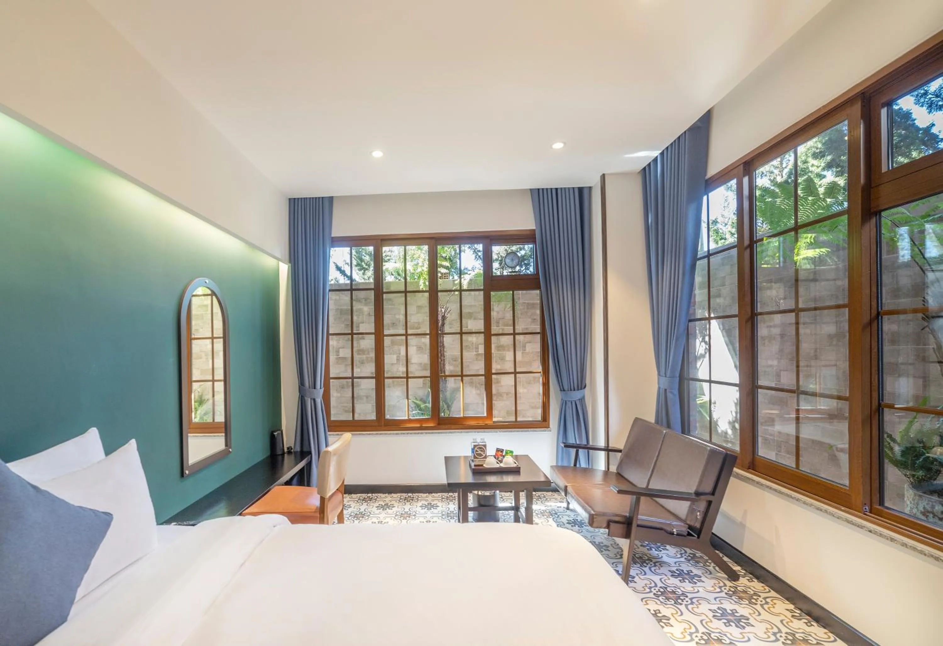 Bed in Brick House Dalat Hotel