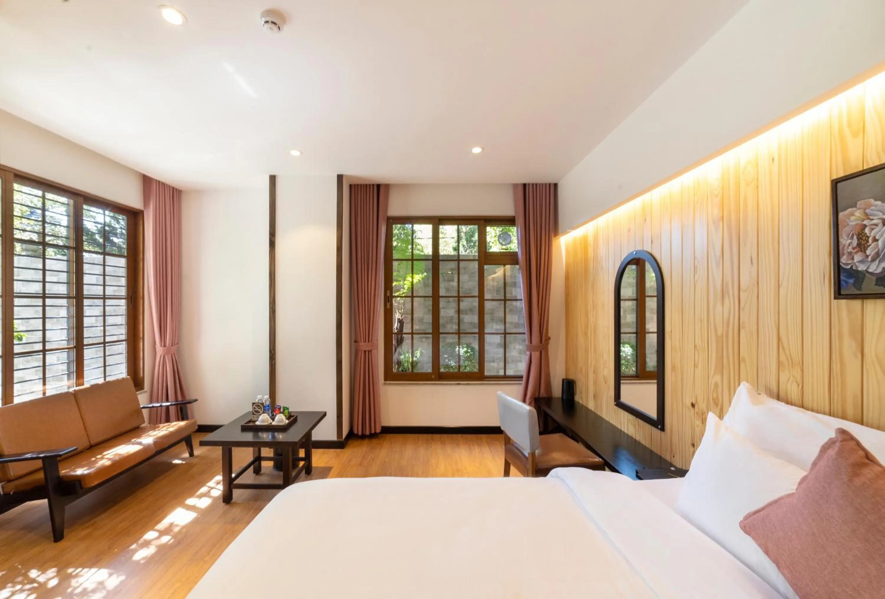 Bed in Brick House Dalat Hotel