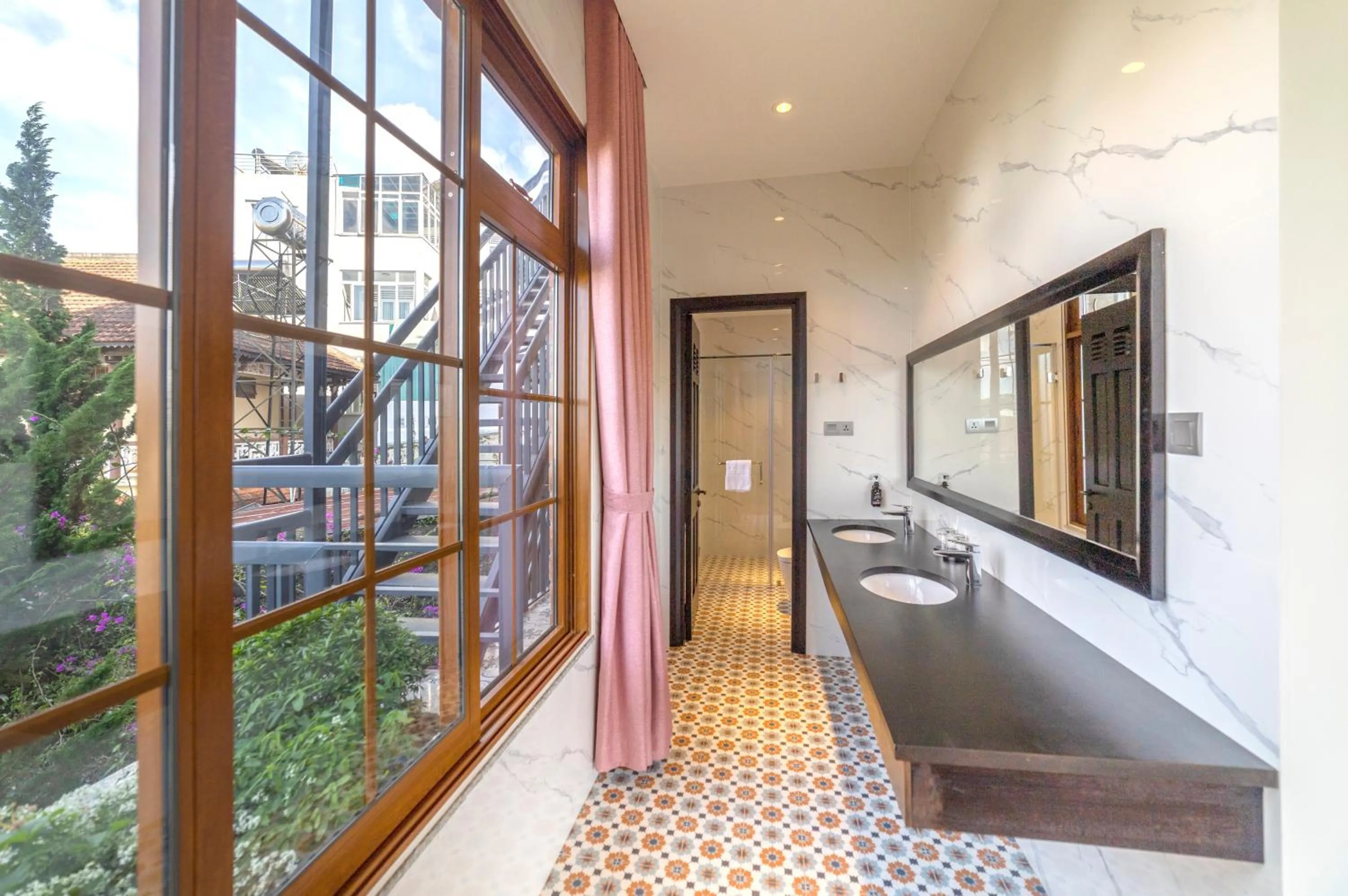 Shower in Brick House Dalat Hotel