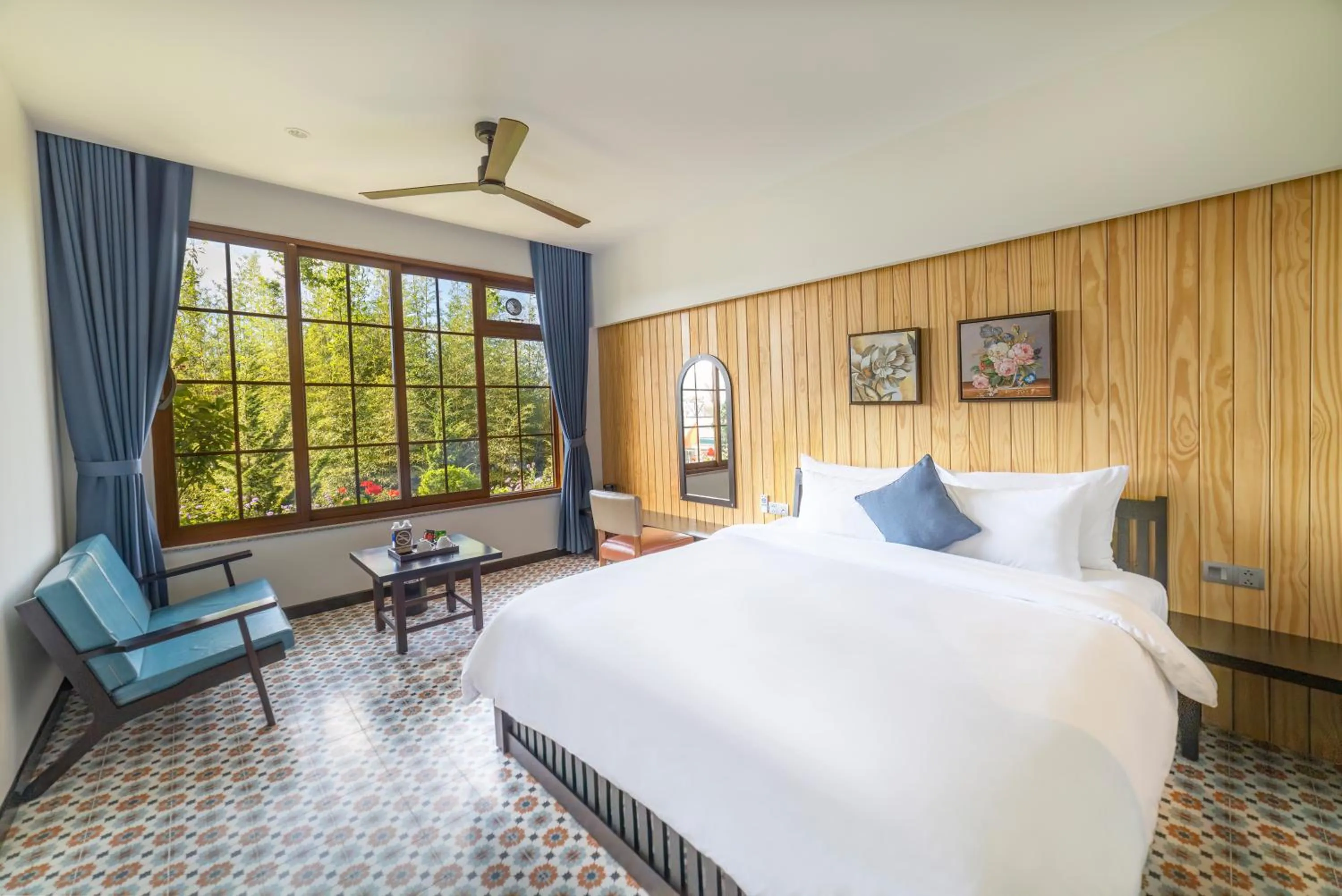 Bed in Brick House Dalat Hotel