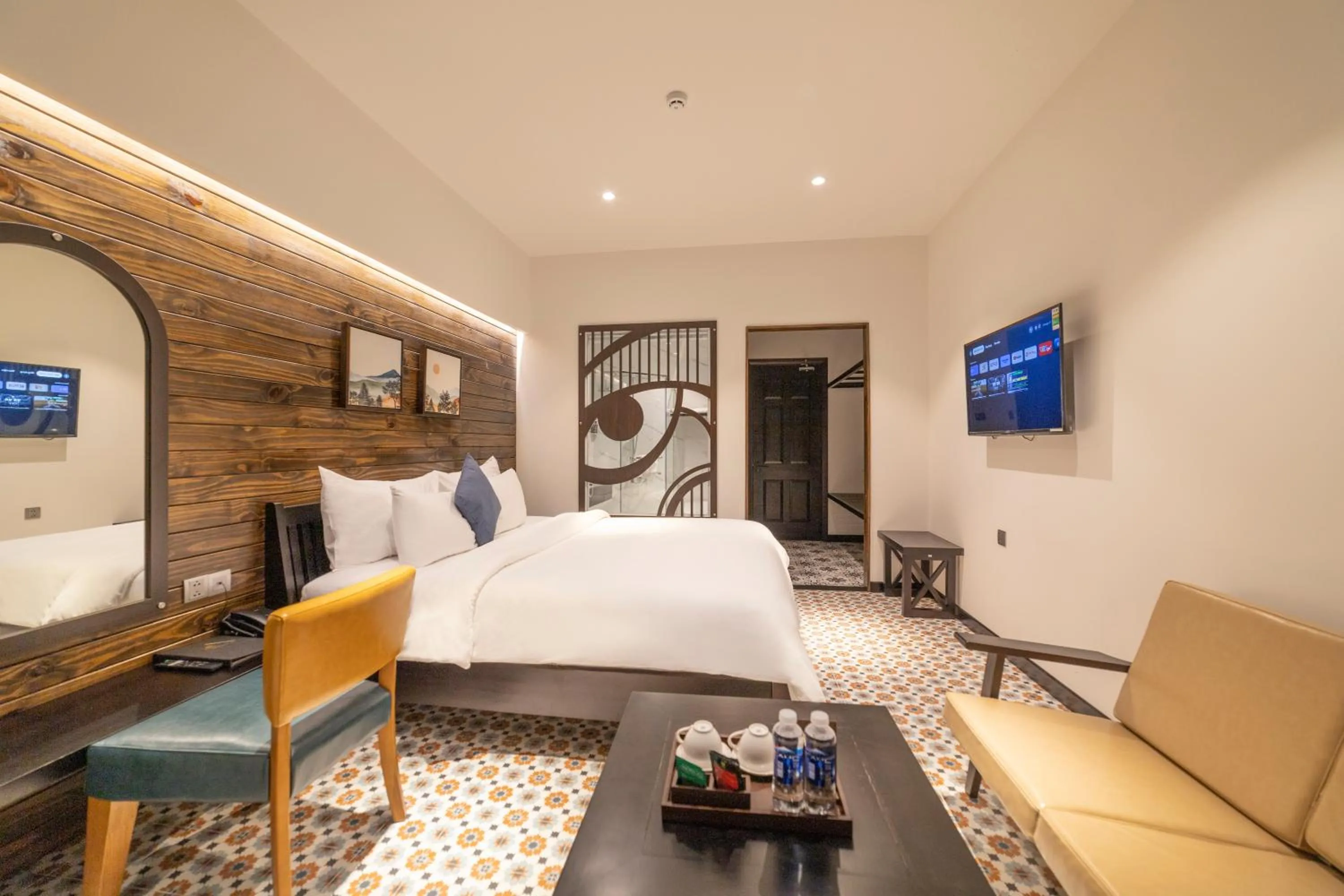 Bed in Brick House Dalat Hotel