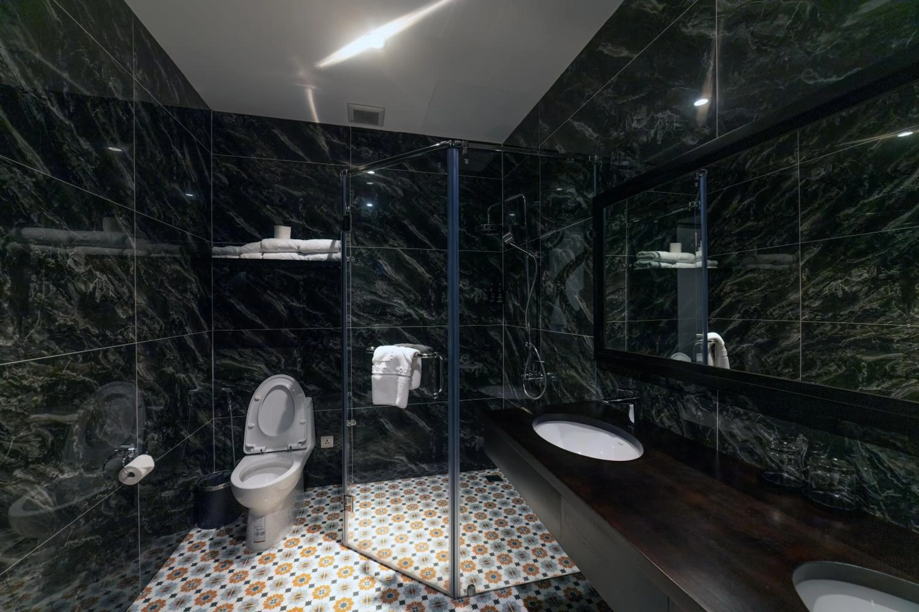 Shower in Brick House Dalat Hotel