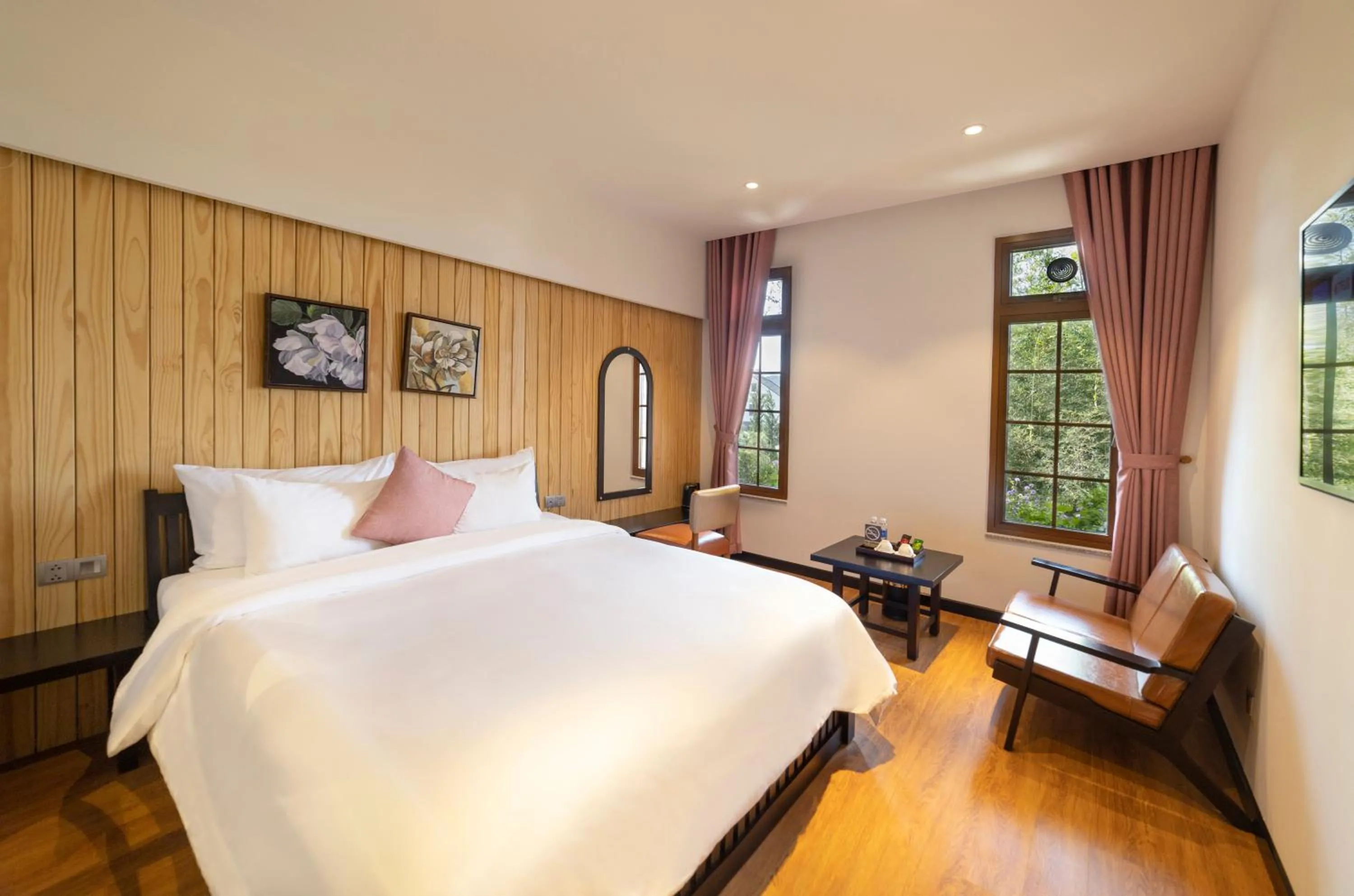 Bed in Brick House Dalat Hotel