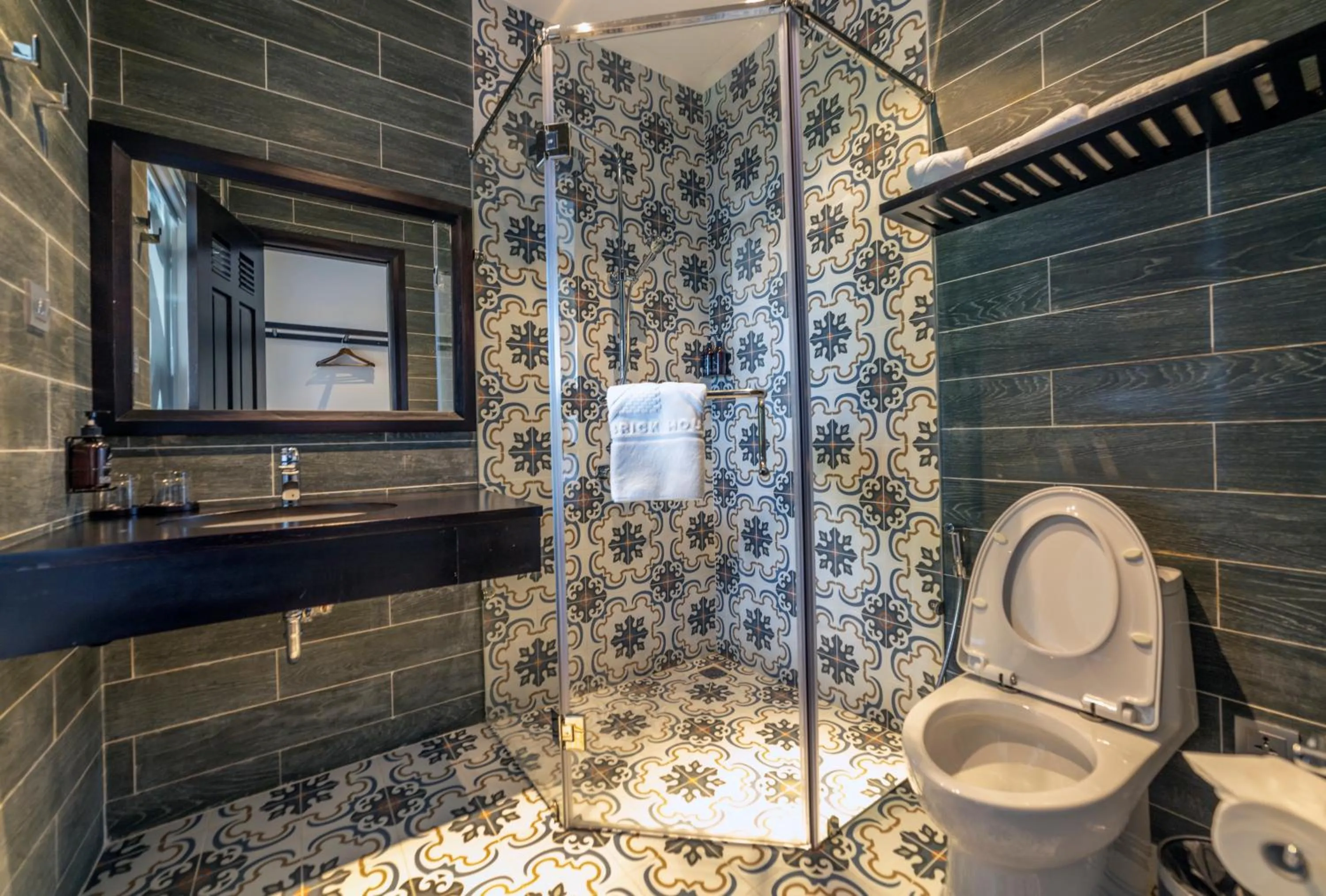 Shower in Brick House Dalat Hotel