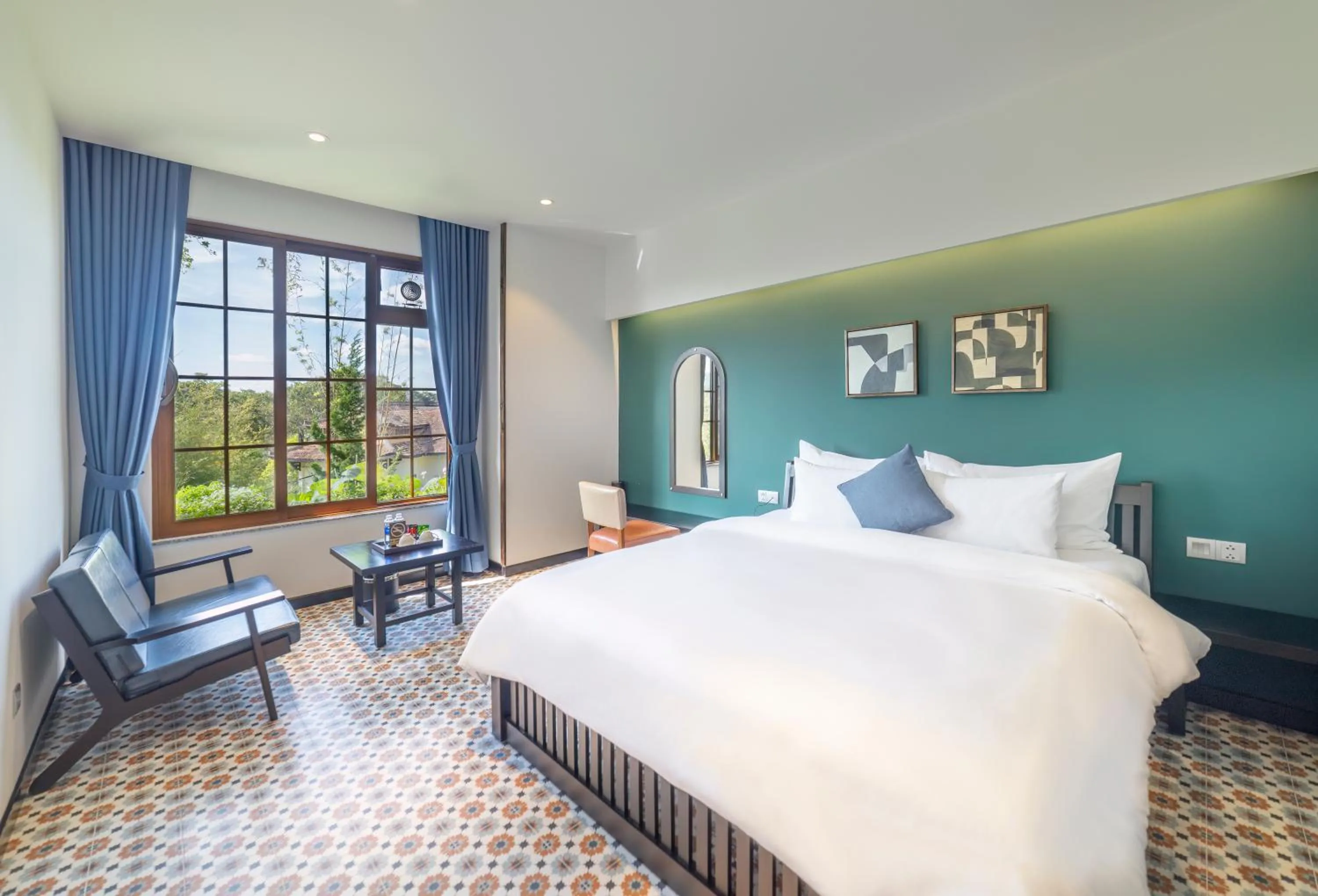 Bed in Brick House Dalat Hotel