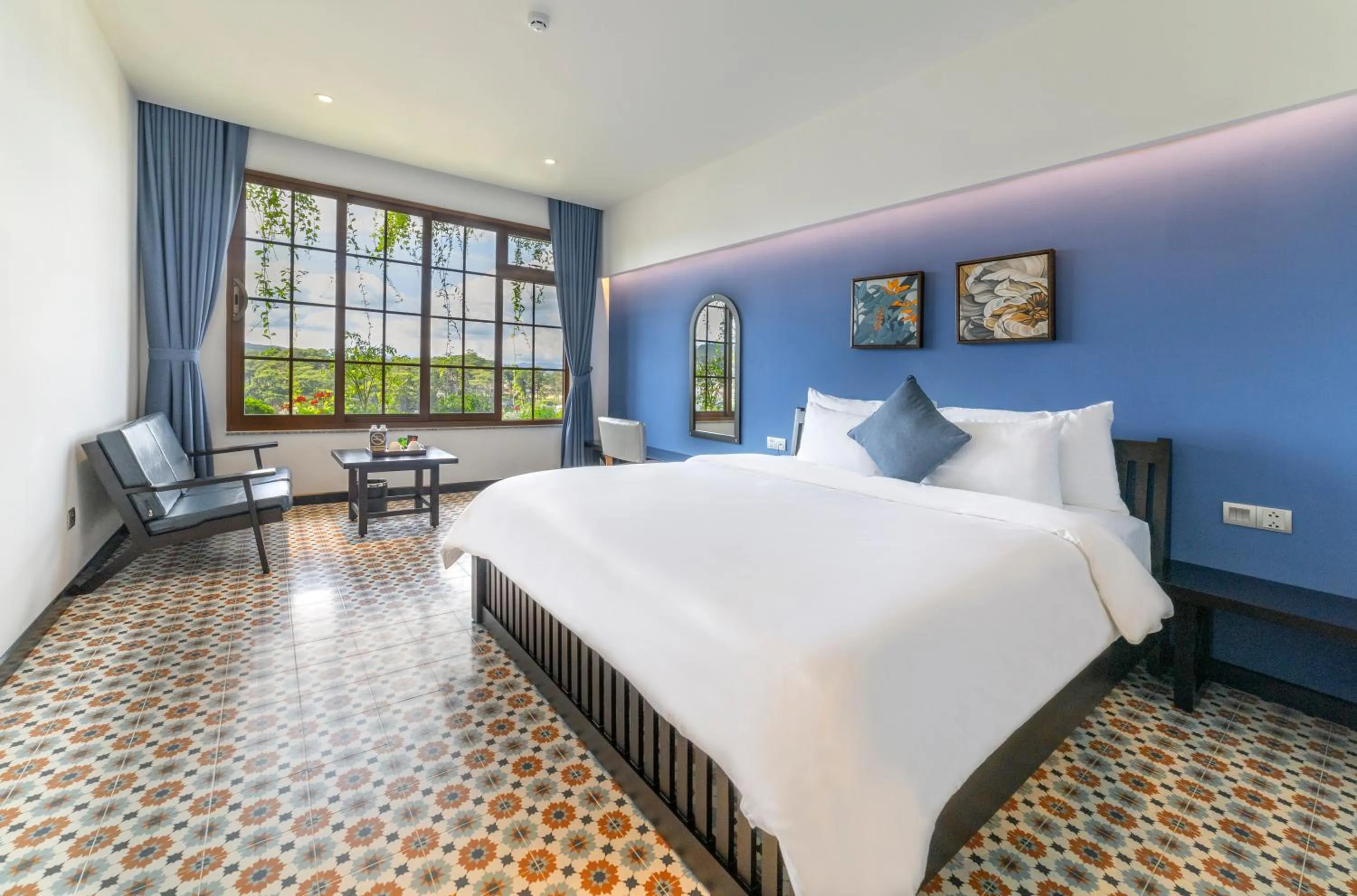 Bed in Brick House Dalat Hotel