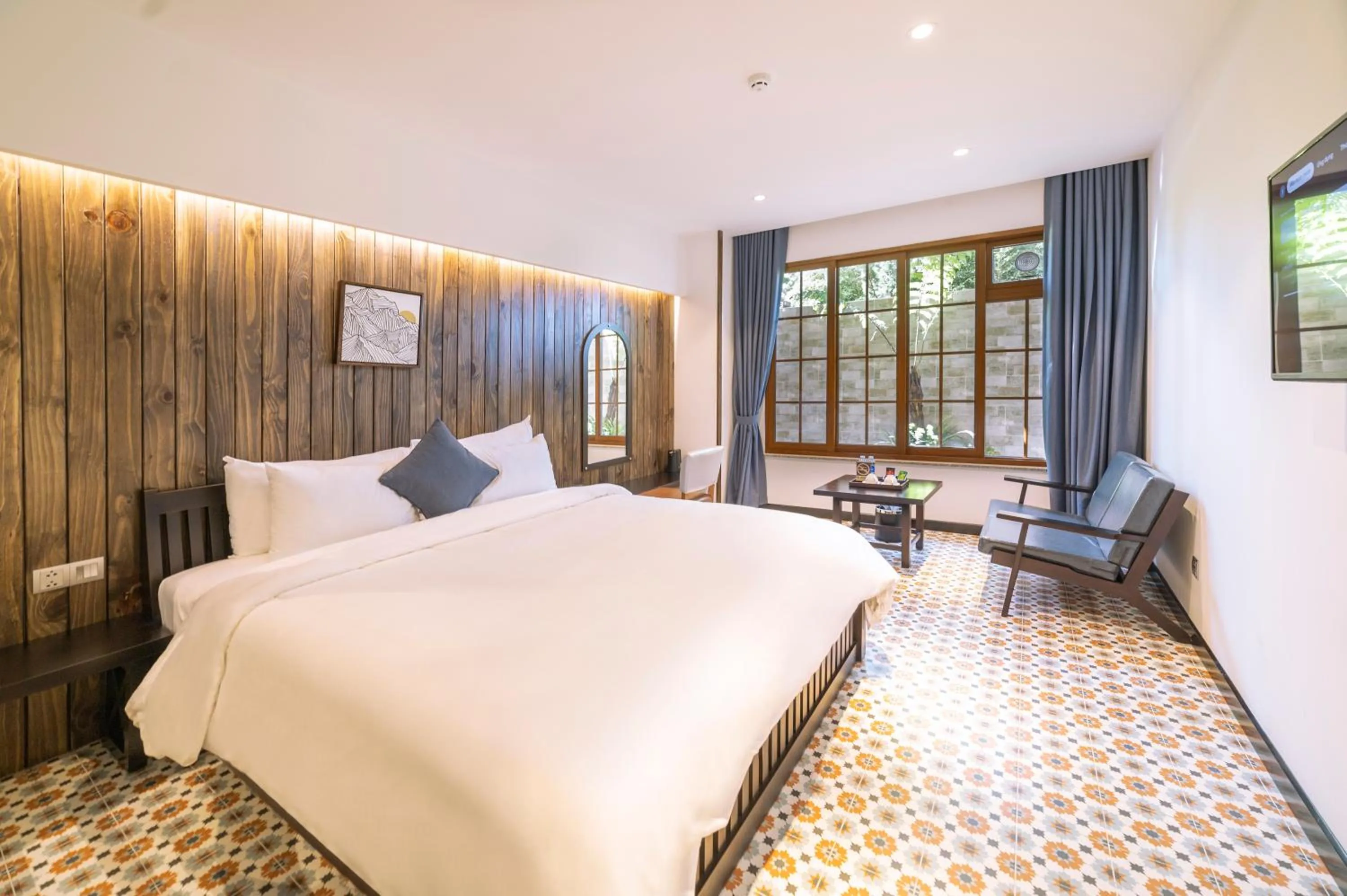 Bed in Brick House Dalat Hotel