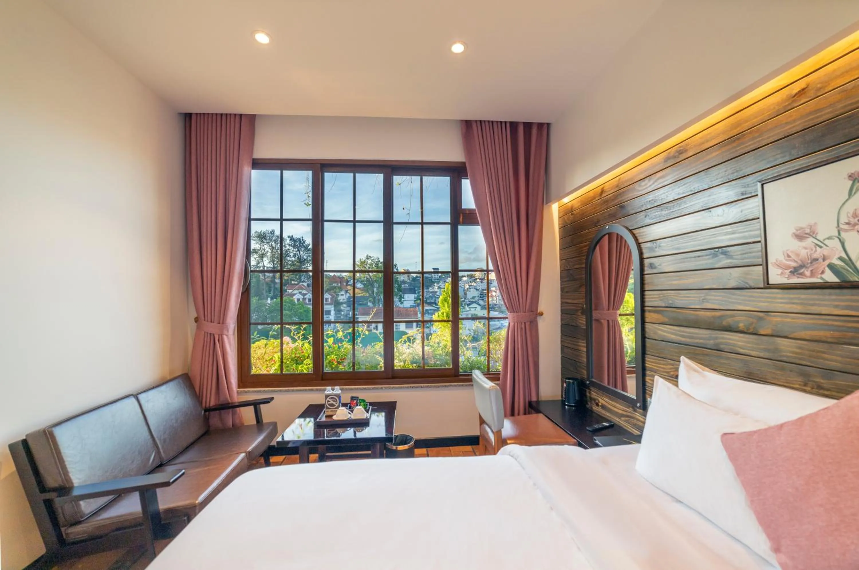 Bed in Brick House Dalat Hotel