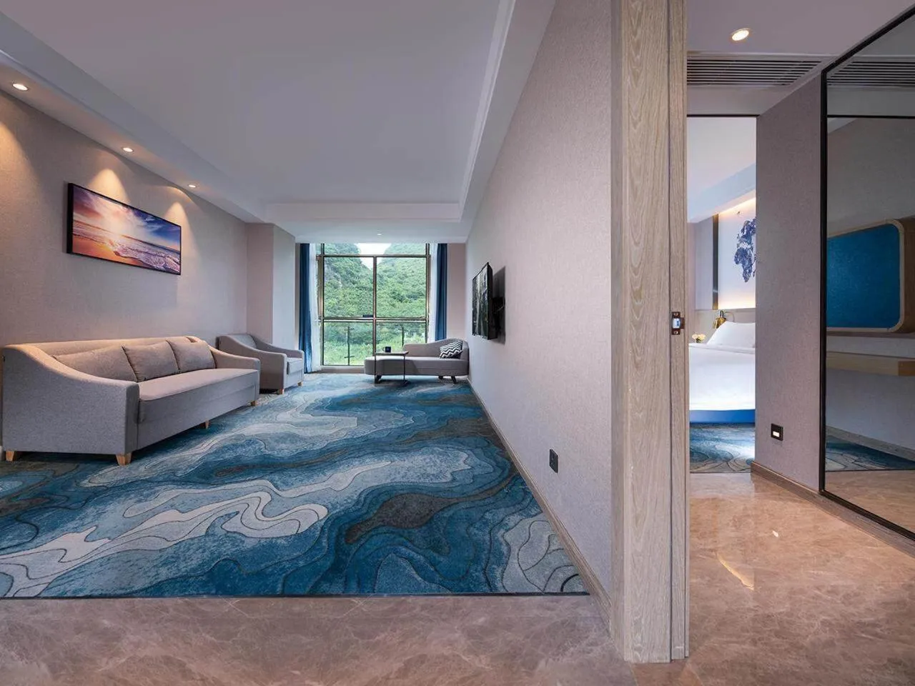 Bed in Kyriad Marvelous Hotel Hezhou Wanda Plaza