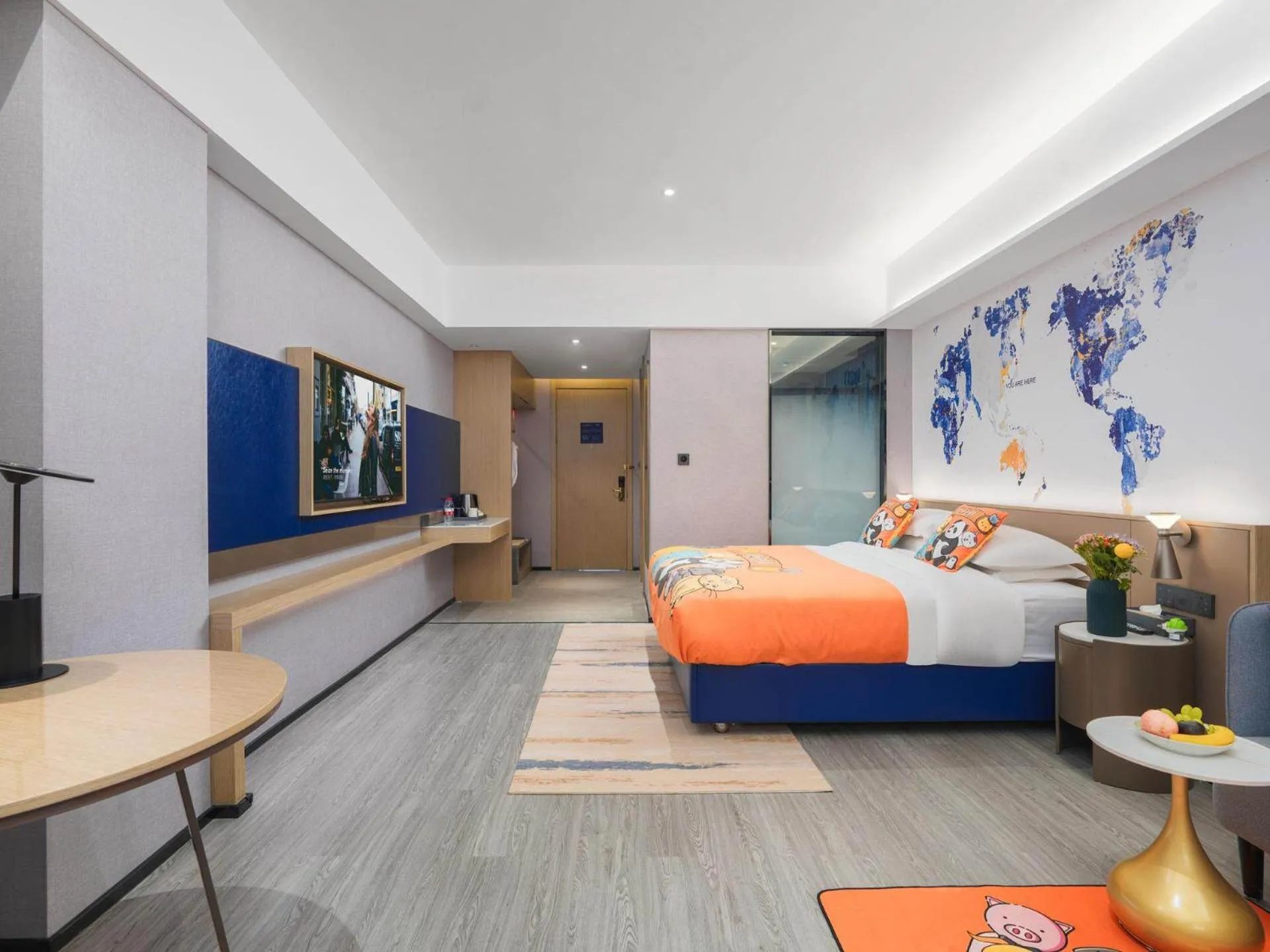 Bed in Kyriad Hotel Baoying Jinyuan Square High-speed Railway Station