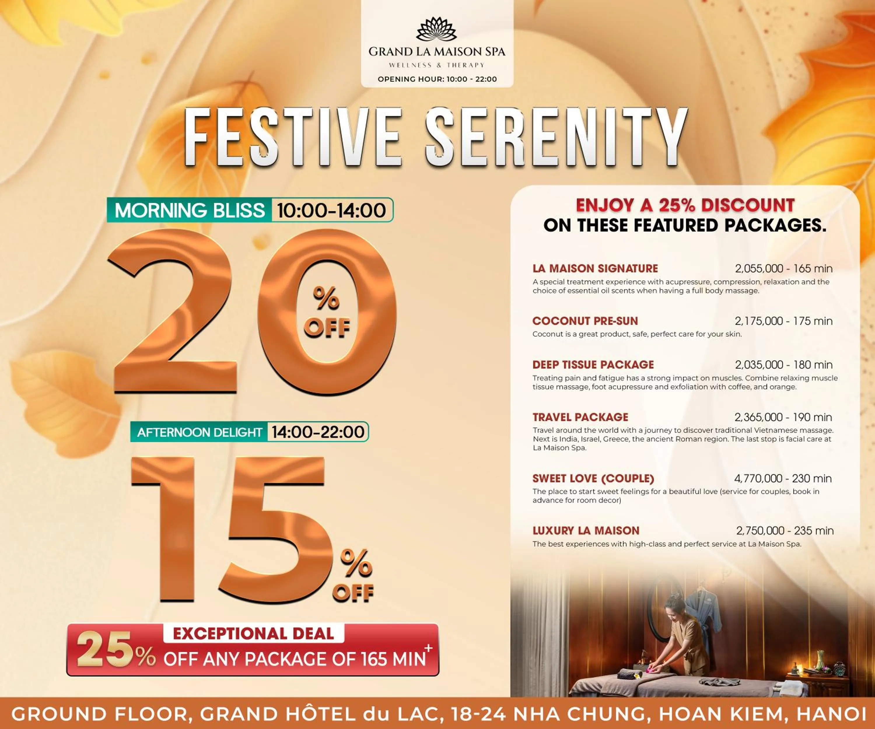 Spa and wellness centre/facilities in GRAND HOTEL du LAC Hanoi