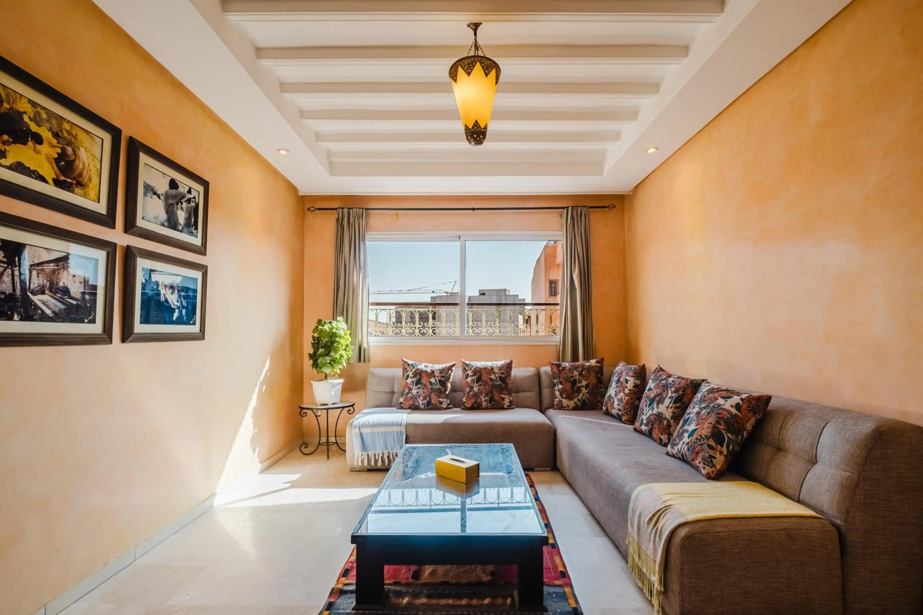 Living room in Amoud Apartments - Stylish Comfort at Residence Dyar Al Kheir