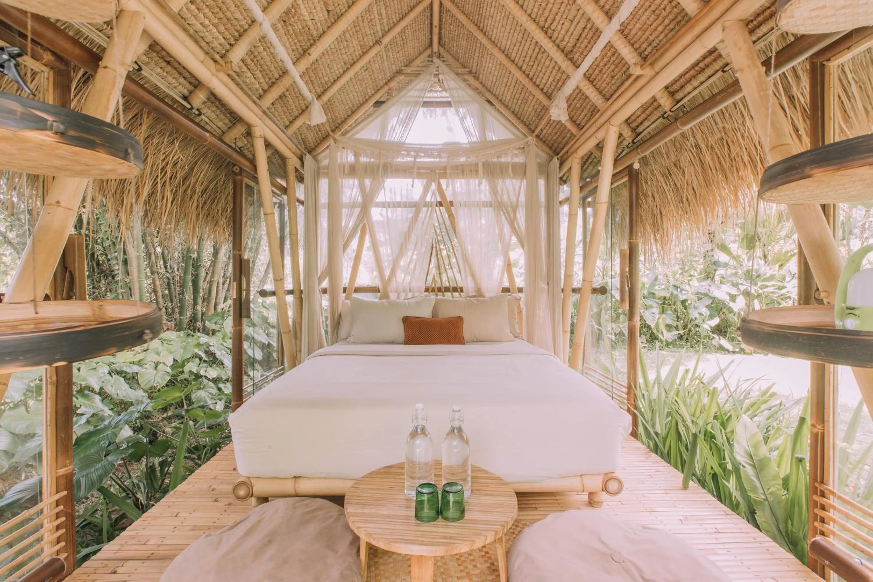 Bedroom, Bed in Hideout Eco Bamboo House Bali