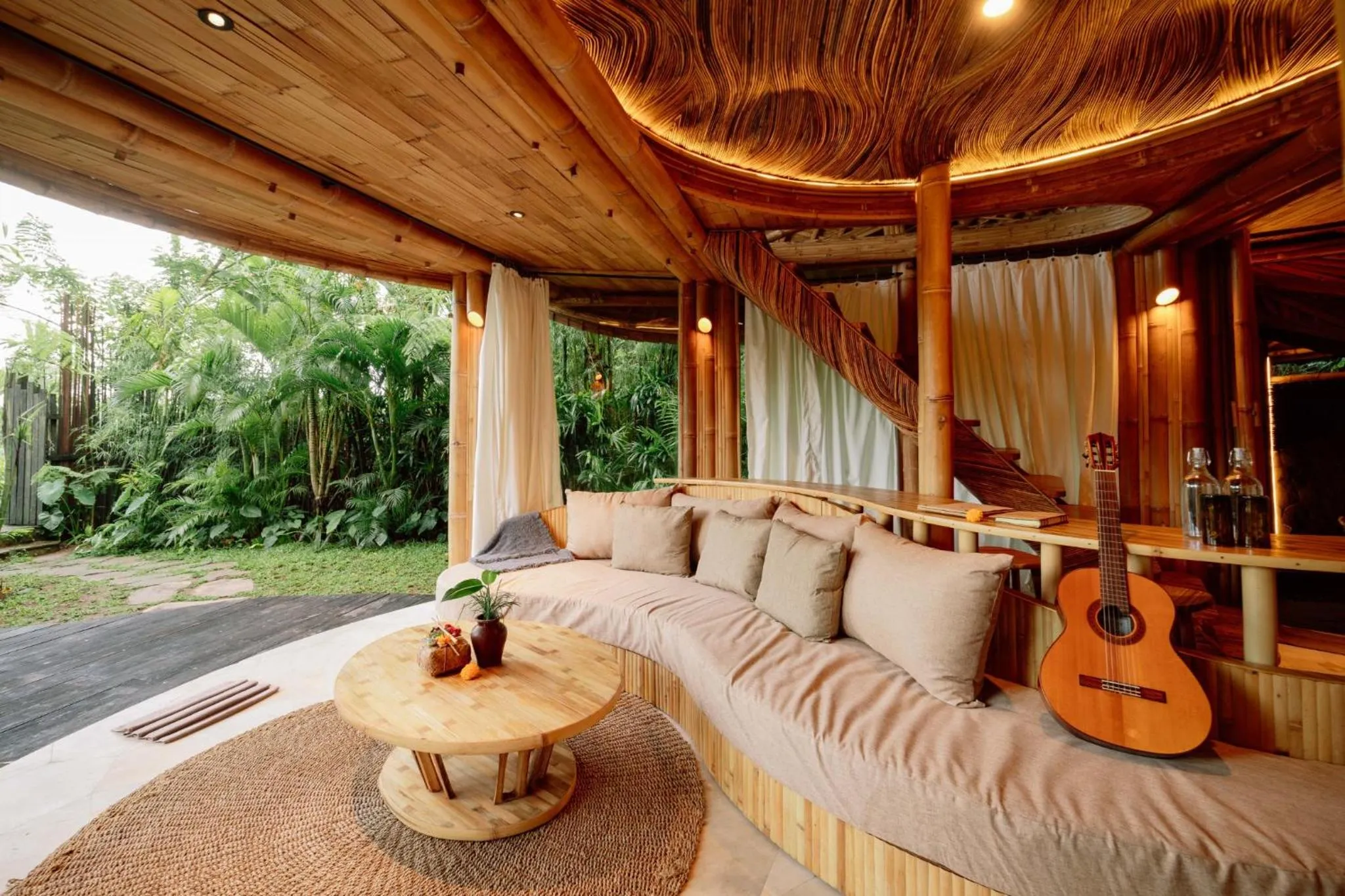 Living room in Hideout Eco Bamboo House Bali