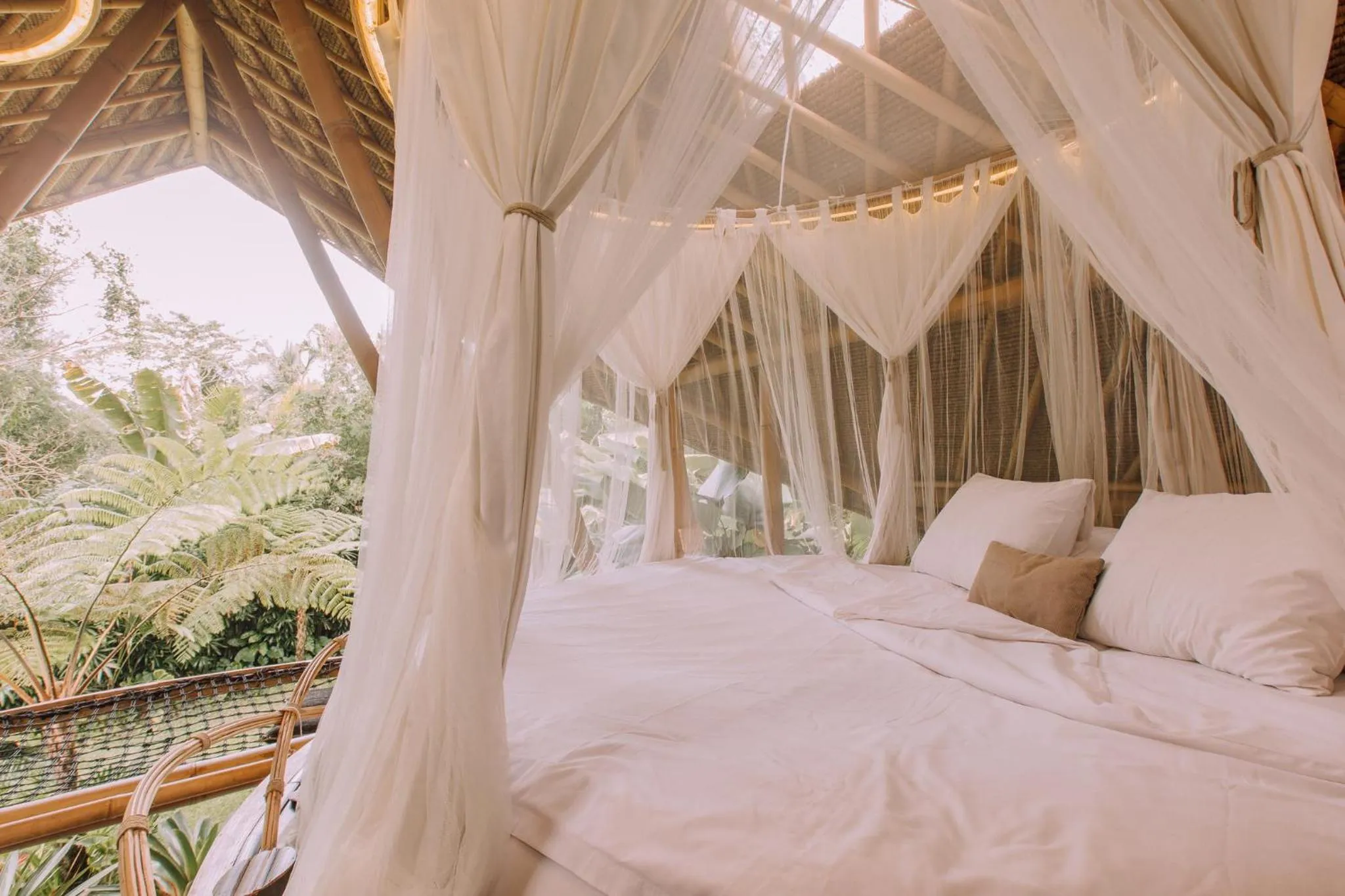 Bedroom, Bed in Hideout Eco Bamboo House Bali