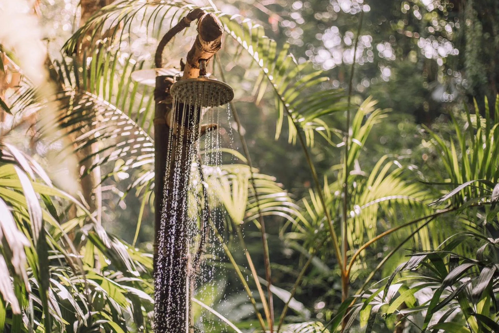 Bathroom in Hideout Eco Bamboo House Bali