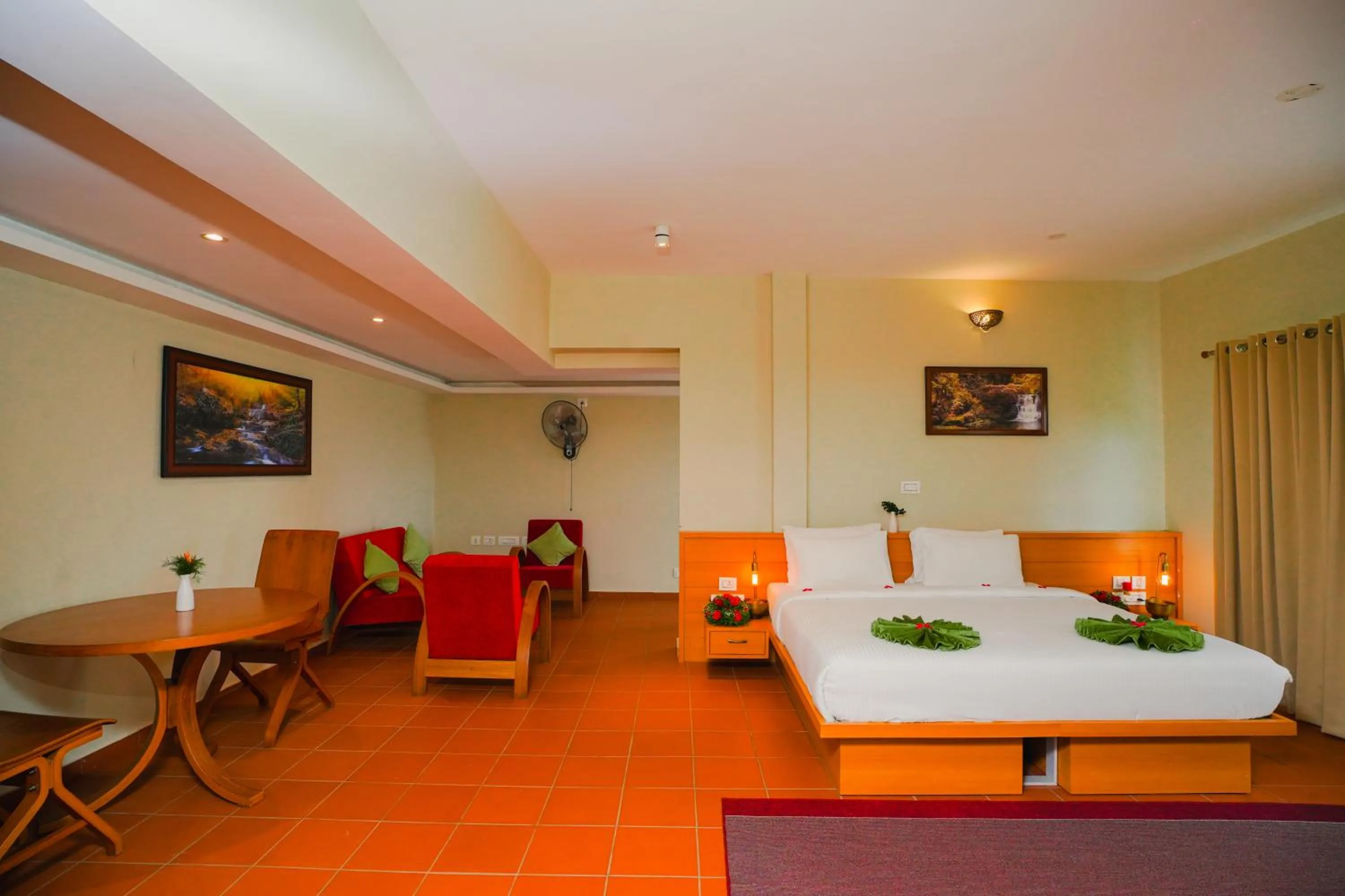 Bed in Vaidekam Resorts & Wellness, Kannur