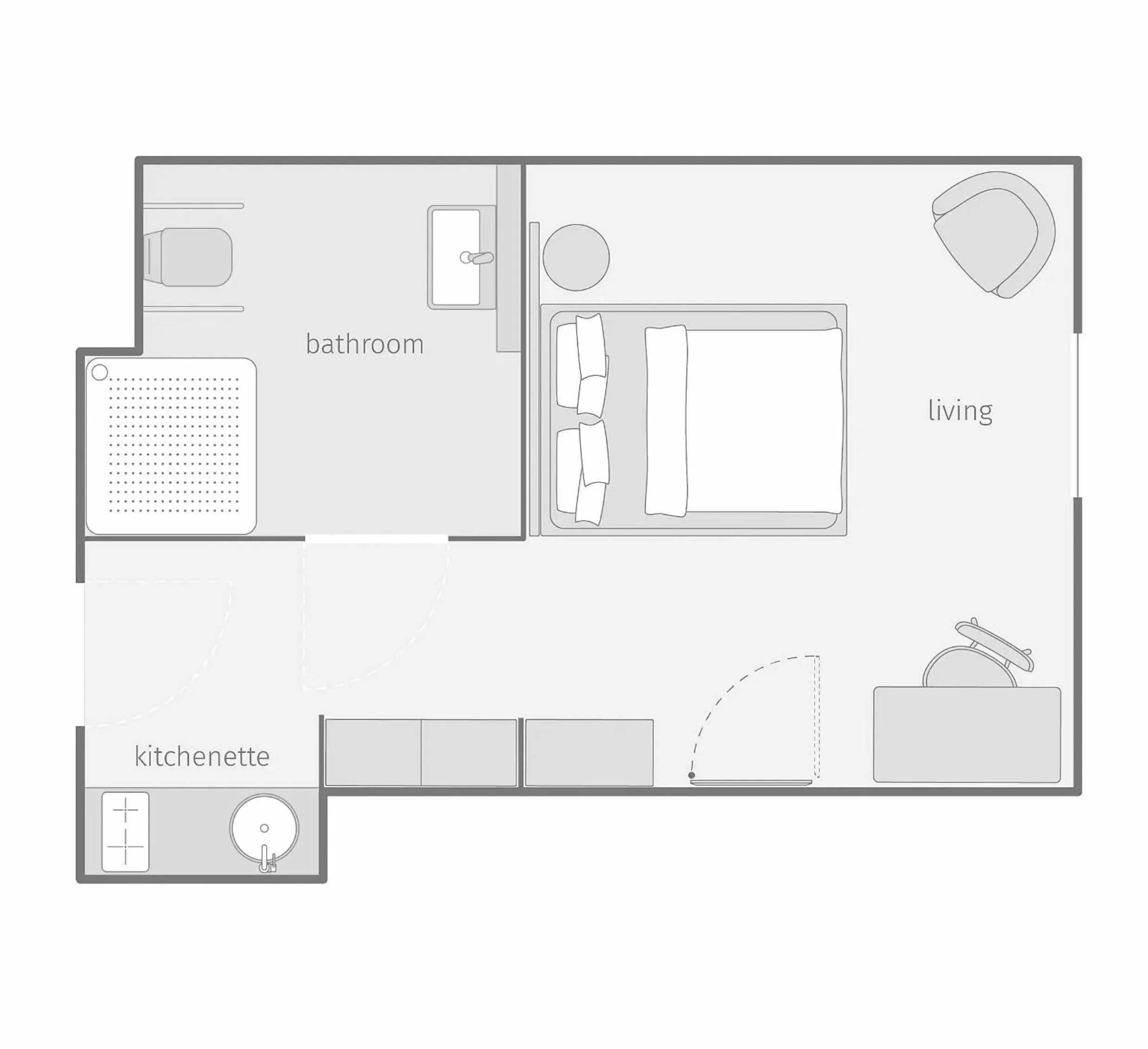 Photo of the whole room in smartments Frankfurt City-Ost