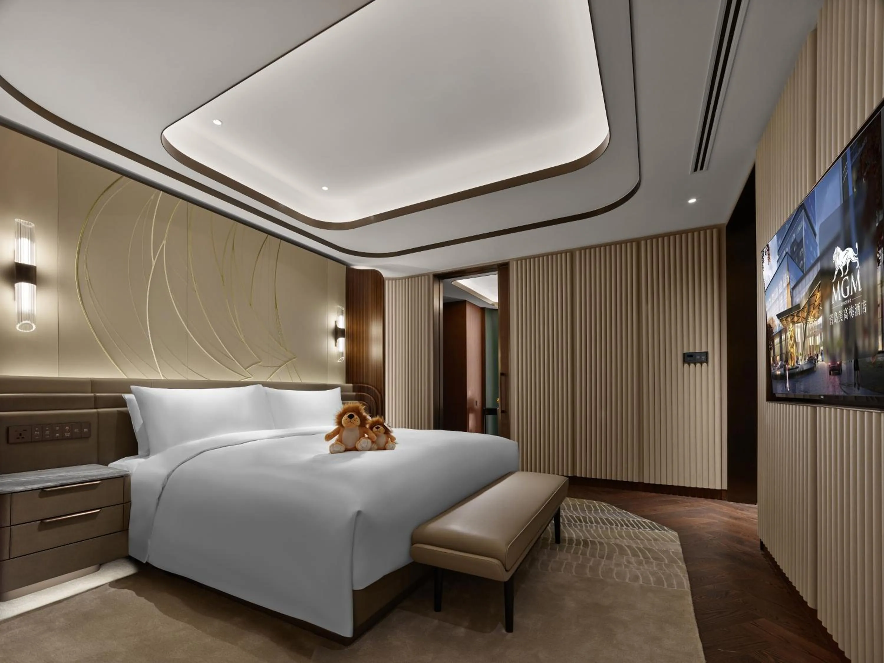 Bedroom, Bed in MGM Qingdao
