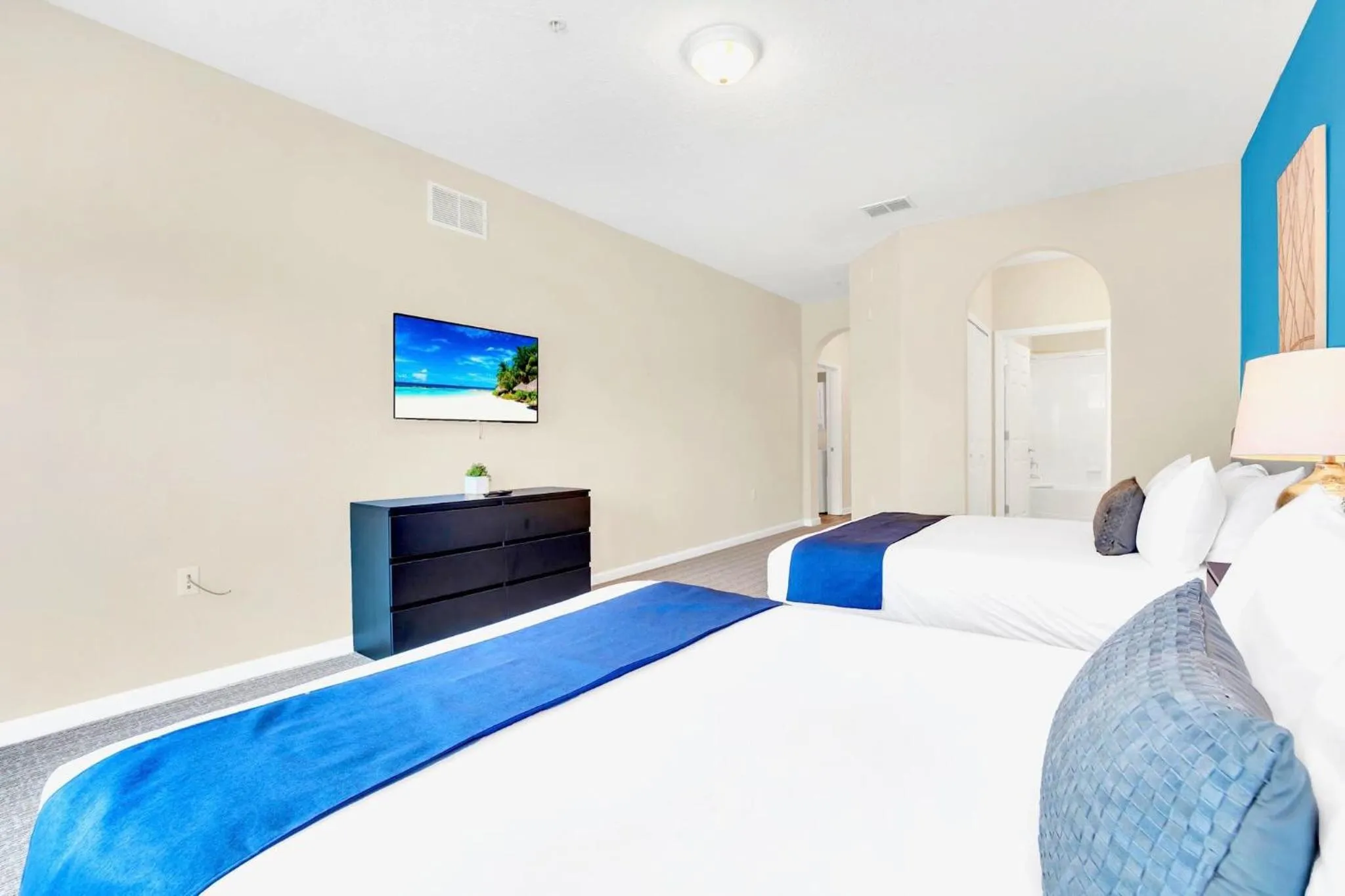 Bed in 2BR Condo - Pool & Games - Near Disney