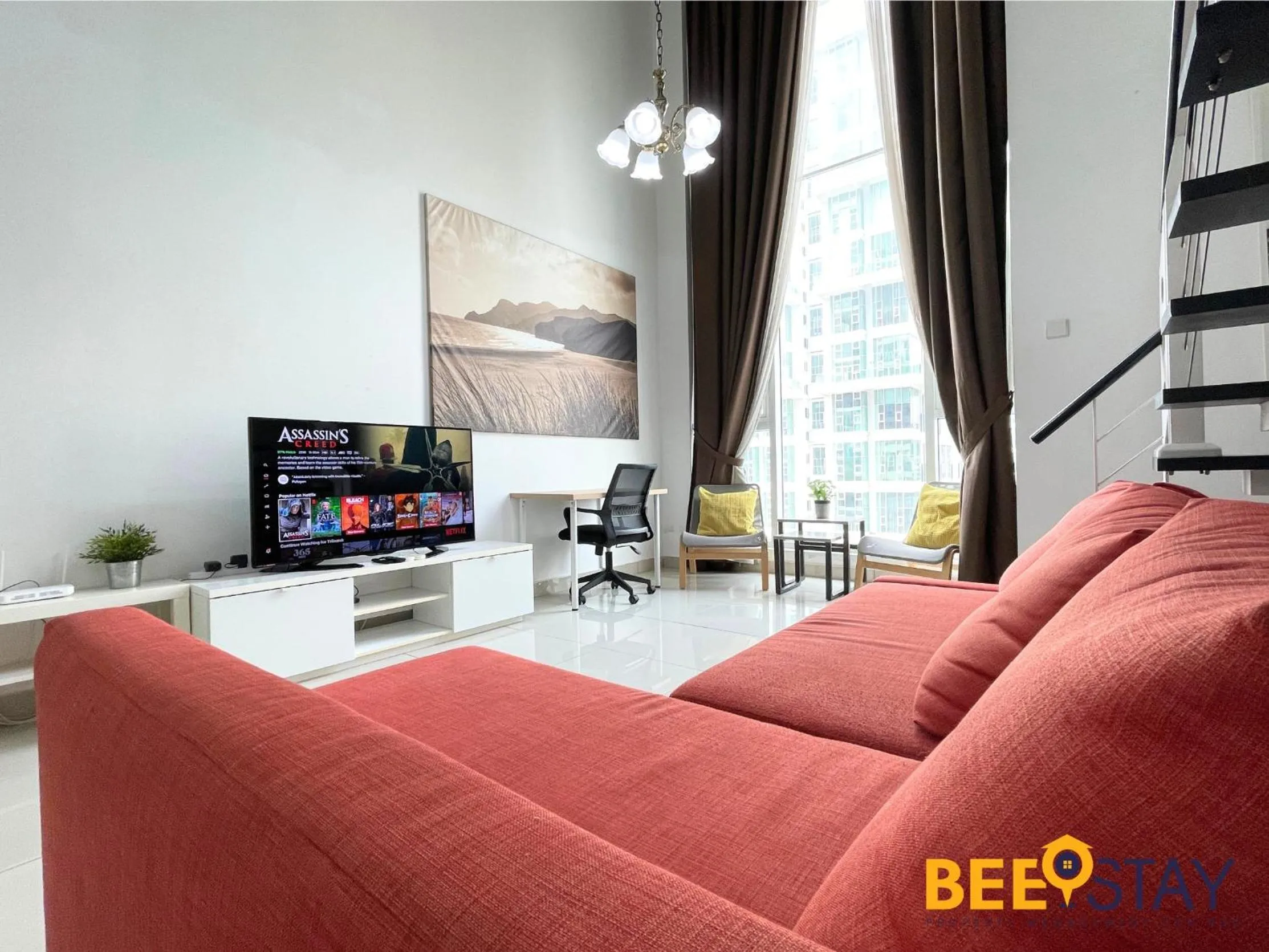 Living room in The Scott Garden Kuala Lumpur by BeeStay Management