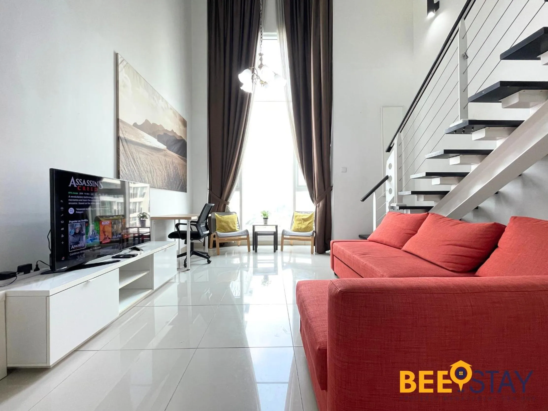 Living room in The Scott Garden Kuala Lumpur by BeeStay Management