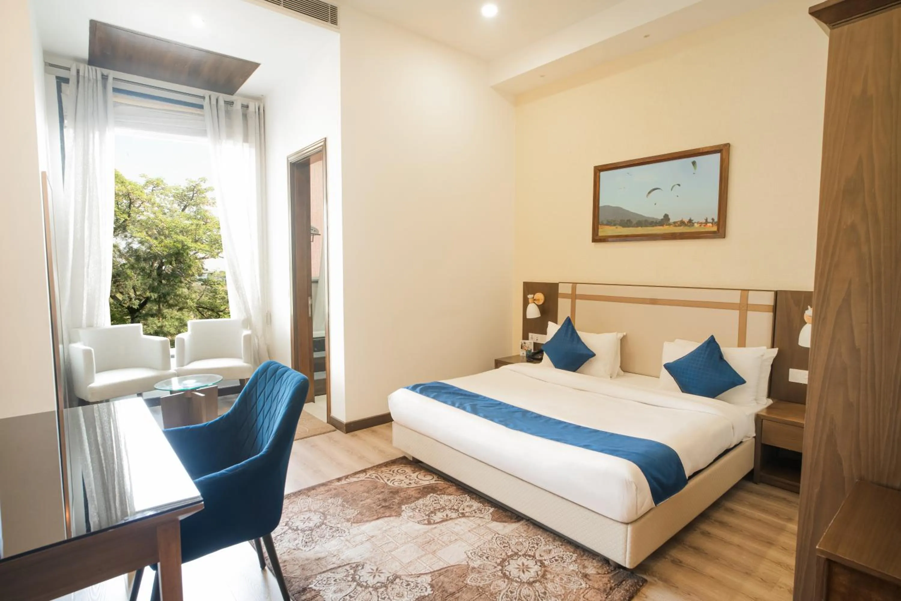 View (from property/room), Bed in Dhauladhar Heights Resort