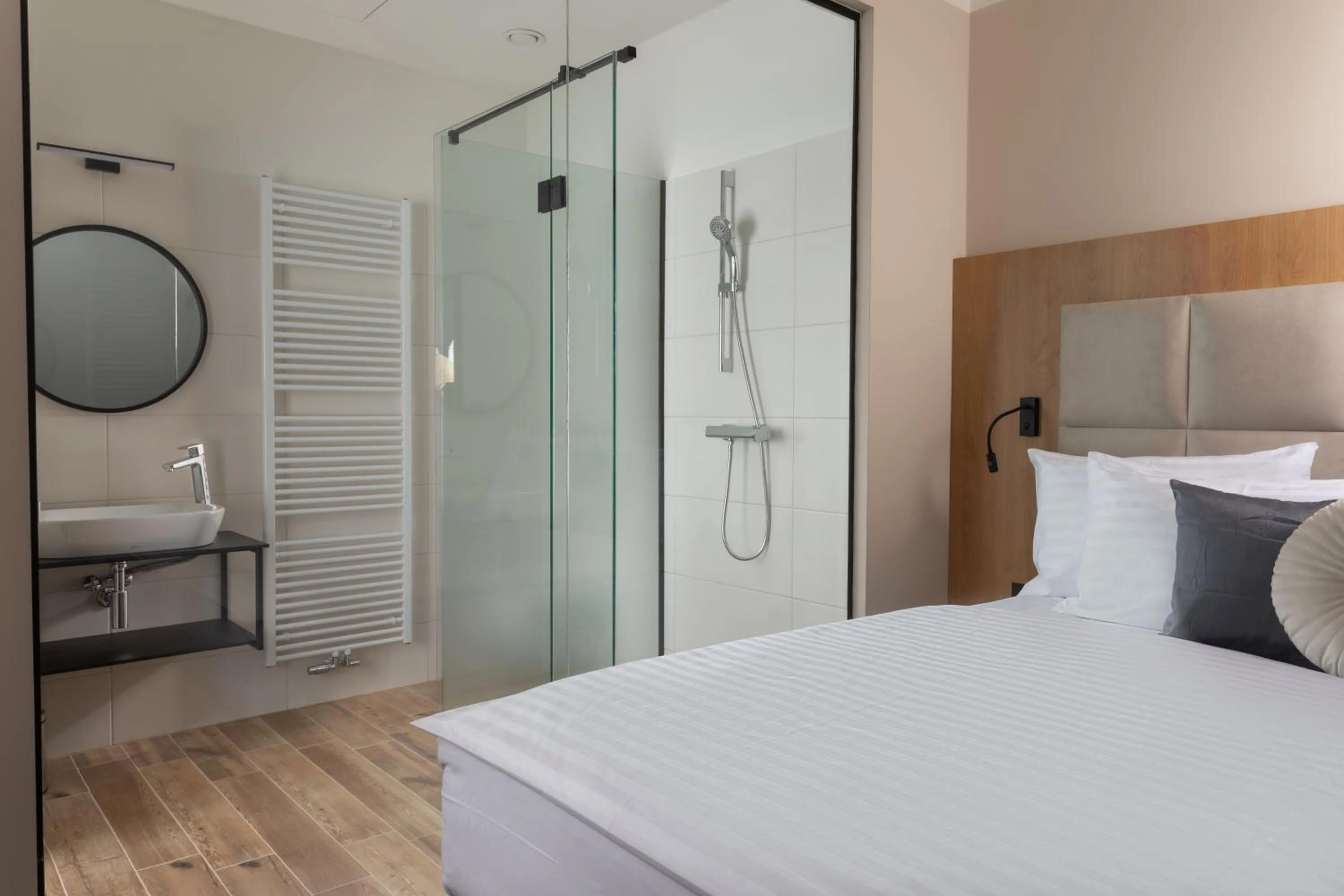 Shower, Bed in Pivovar Rožmberk