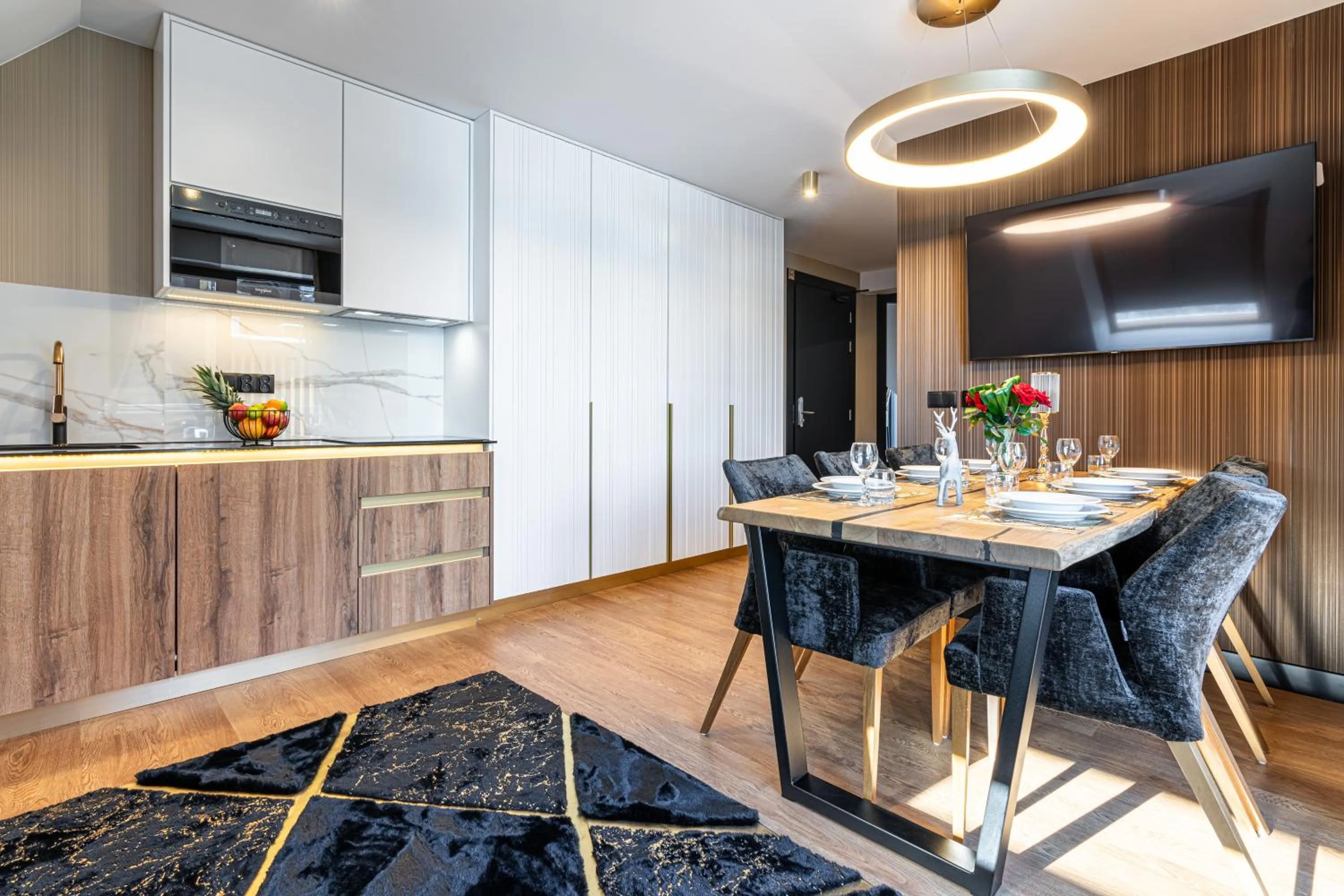 Kitchen or kitchenette in Aparthotel Diamond SPA Aqua