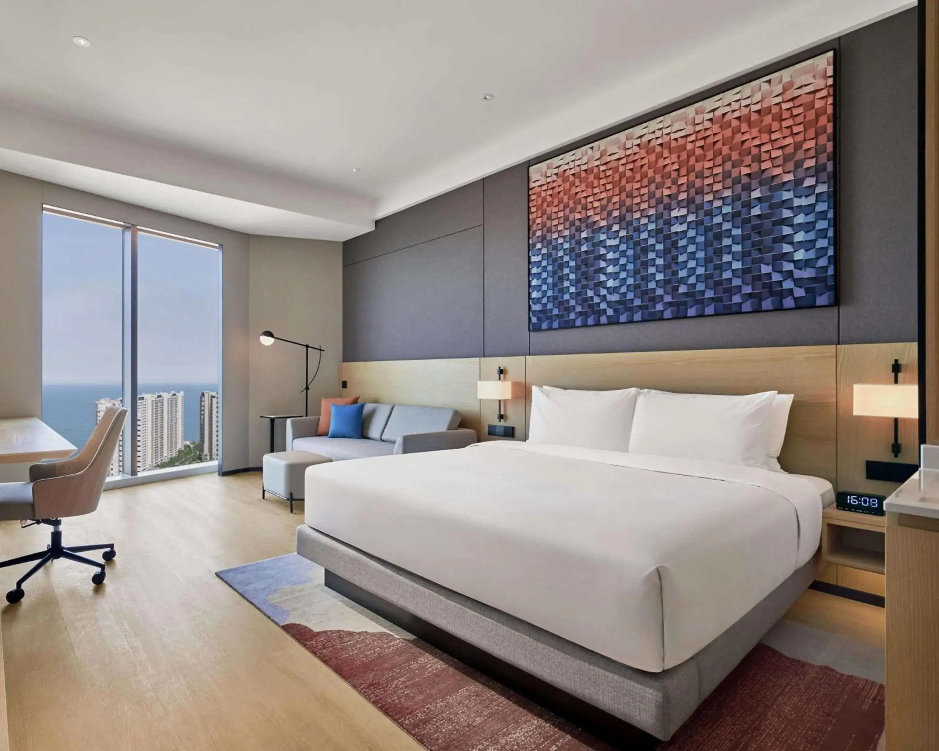 King Room with Sofa Bed and Ocean View in Hyatt Place Yantai Development Zone King Room with Sofa Bed and Ocean View in Hyatt Place Yantai Development Zone