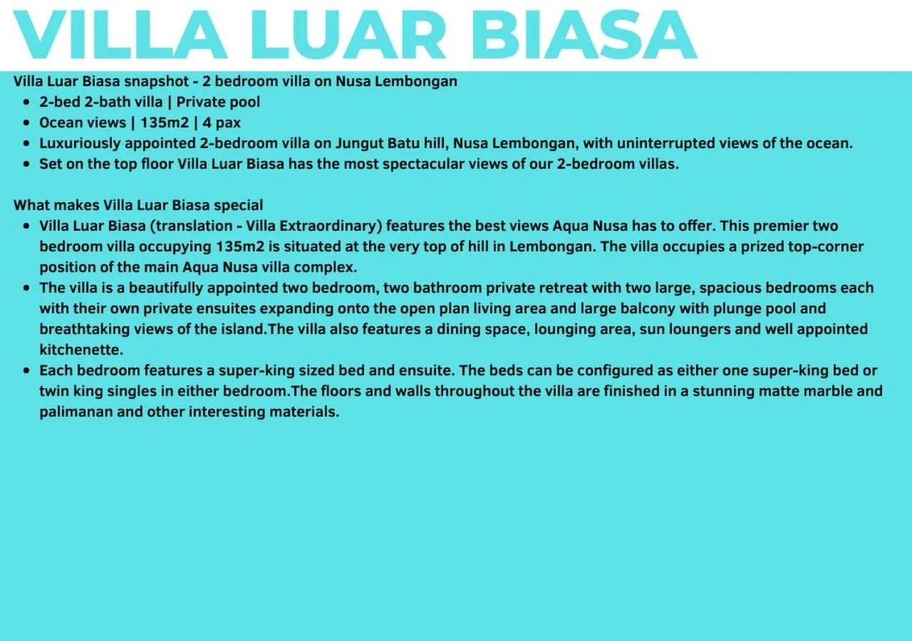 Property building in Aqua Nusa - Luxury Lembongan Villas