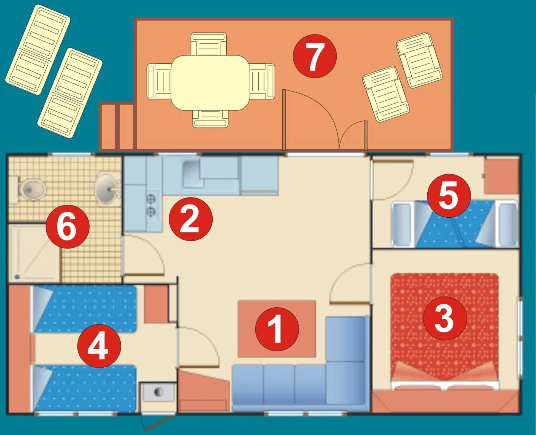 Floor plan in Camping Media Mobile Homes in Brioni Sunny Camping