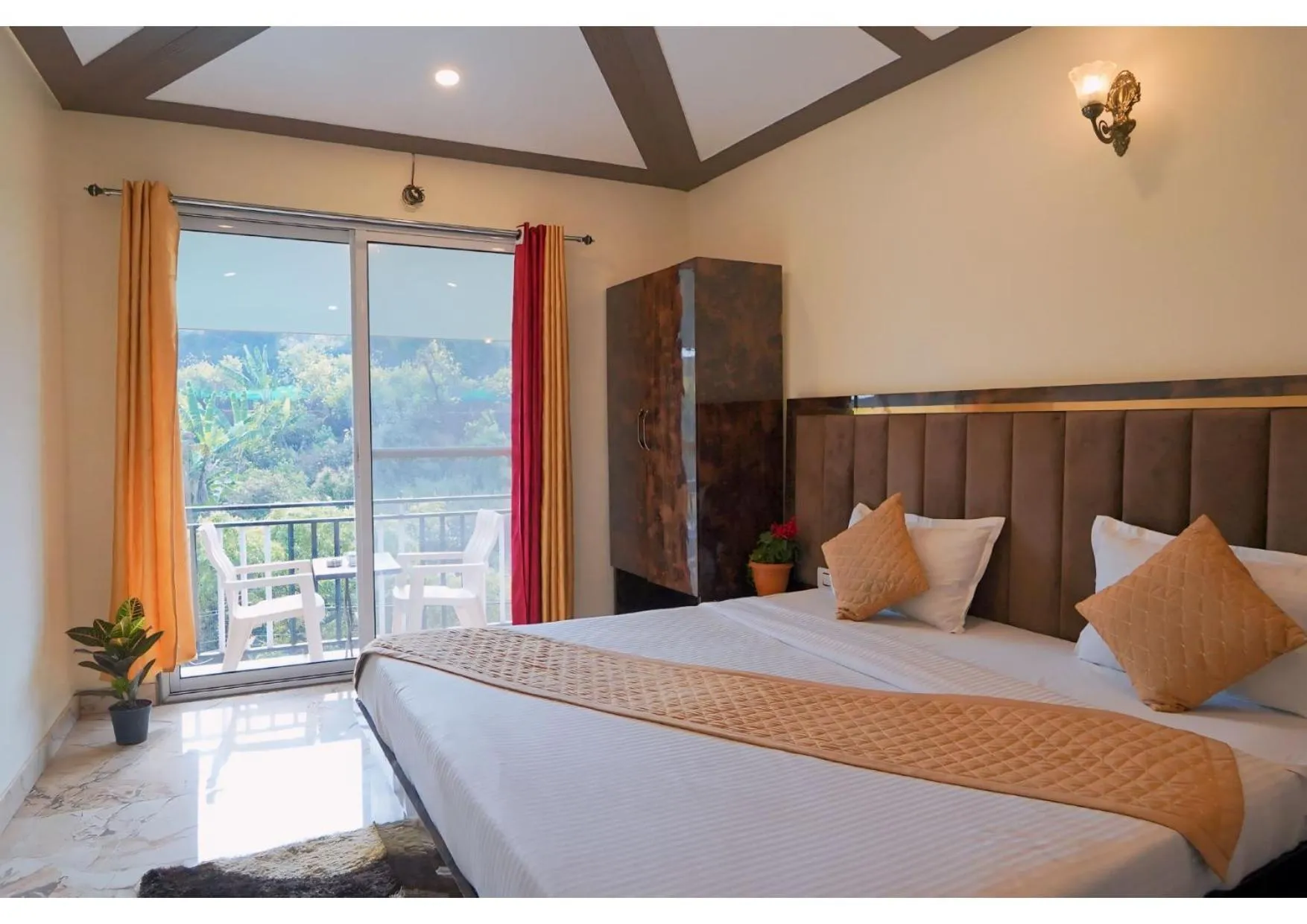 Bed in Saanjh Riverside Resort