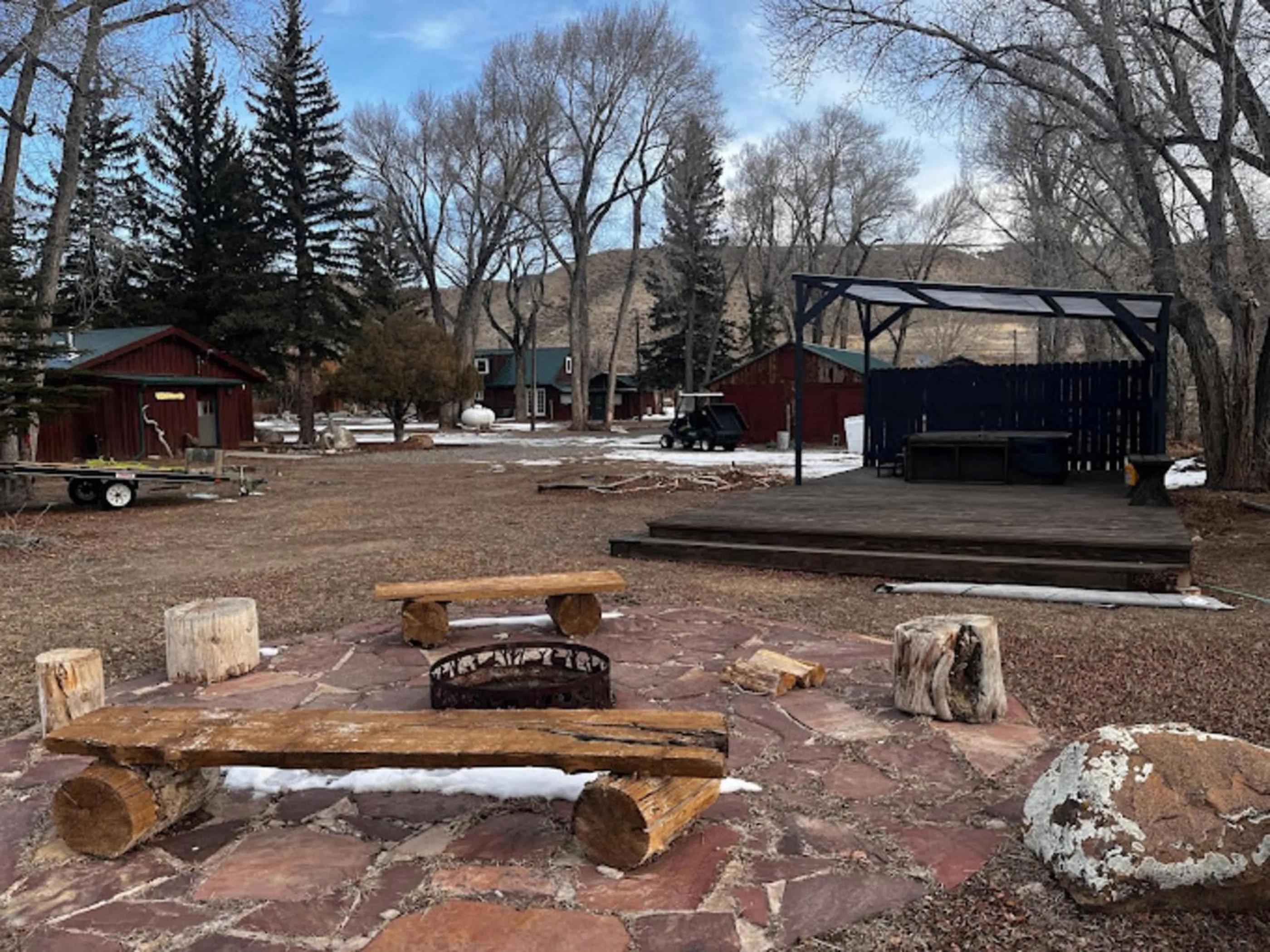 fireplace in Chinook Winds Lodge