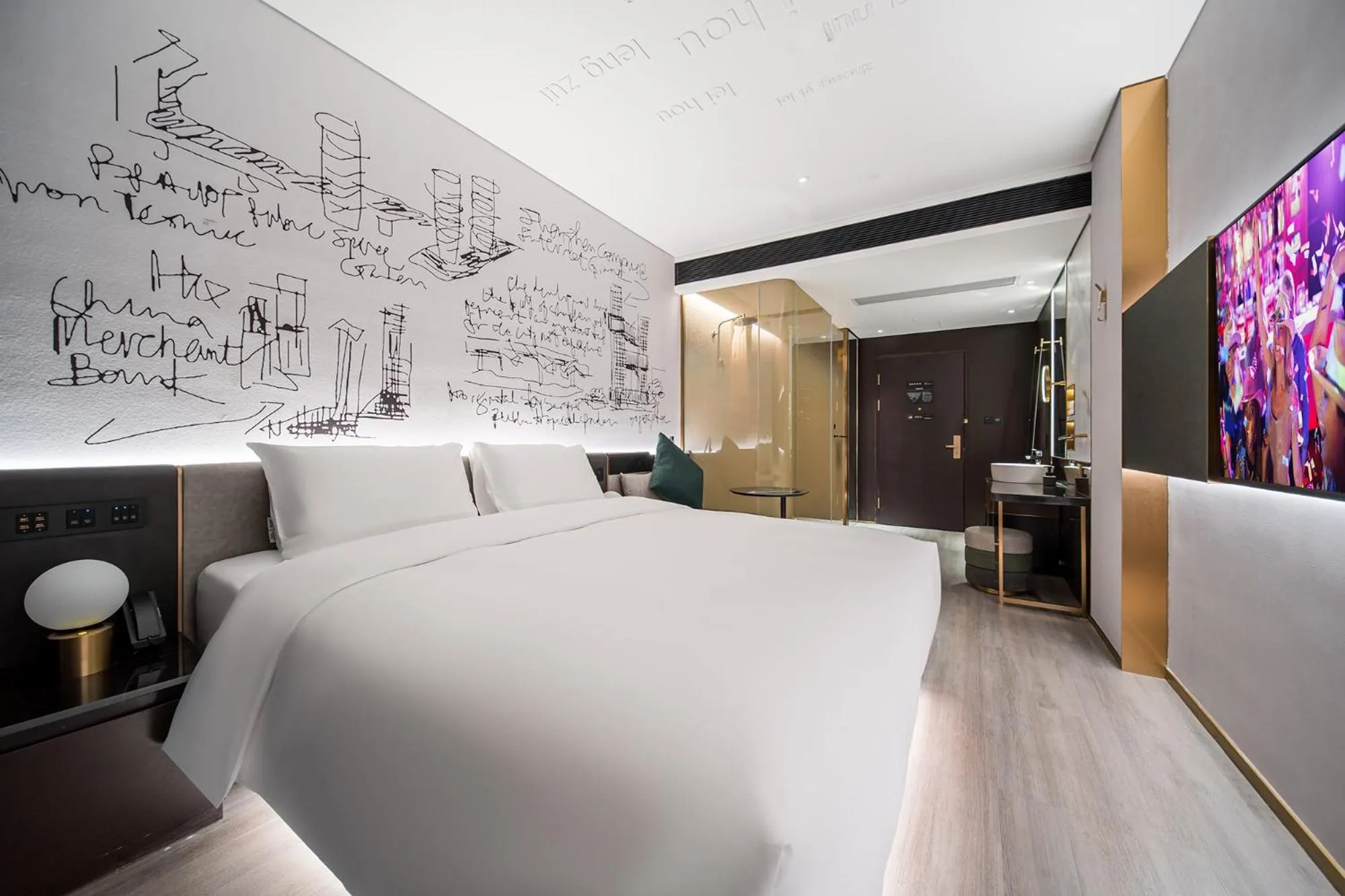 Bed in CitiGO Hotel Shenzhen Shekou Cruise Center Seaview Near Taizi Bay K11