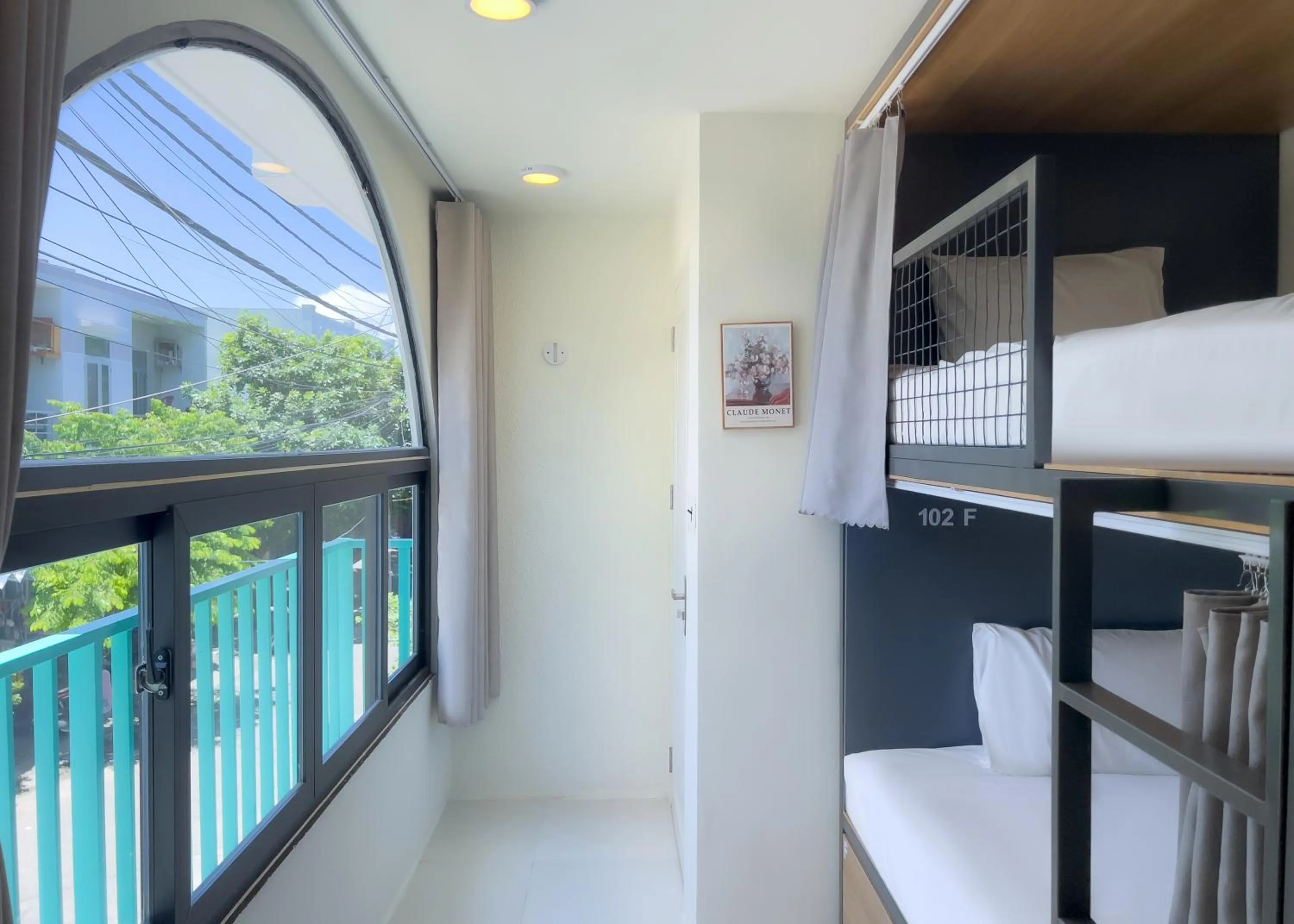 View (from property/room), Bed in The Backpacker Hostel and spa