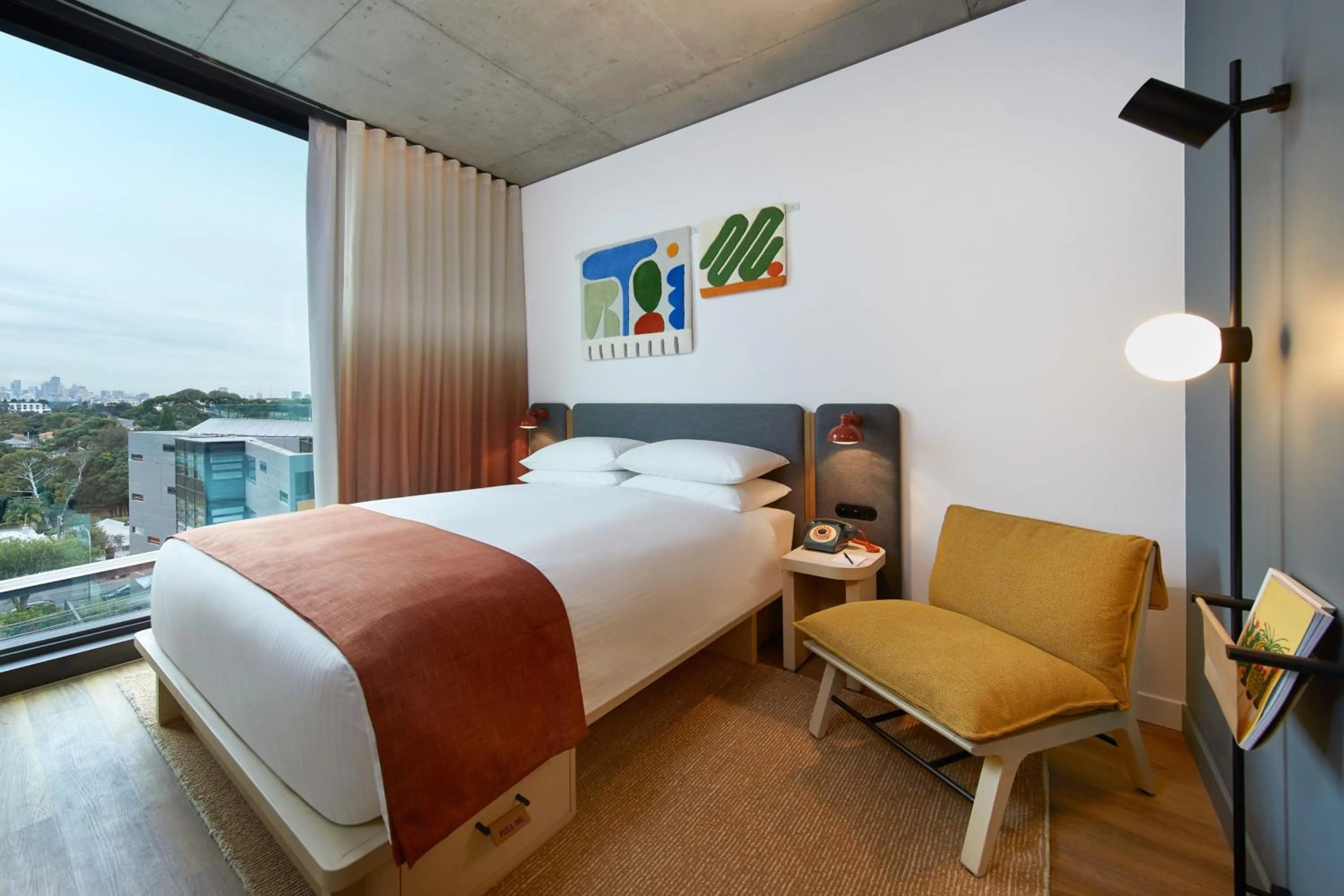 Lounge or bar, Bed in Moxy Sydney Airport