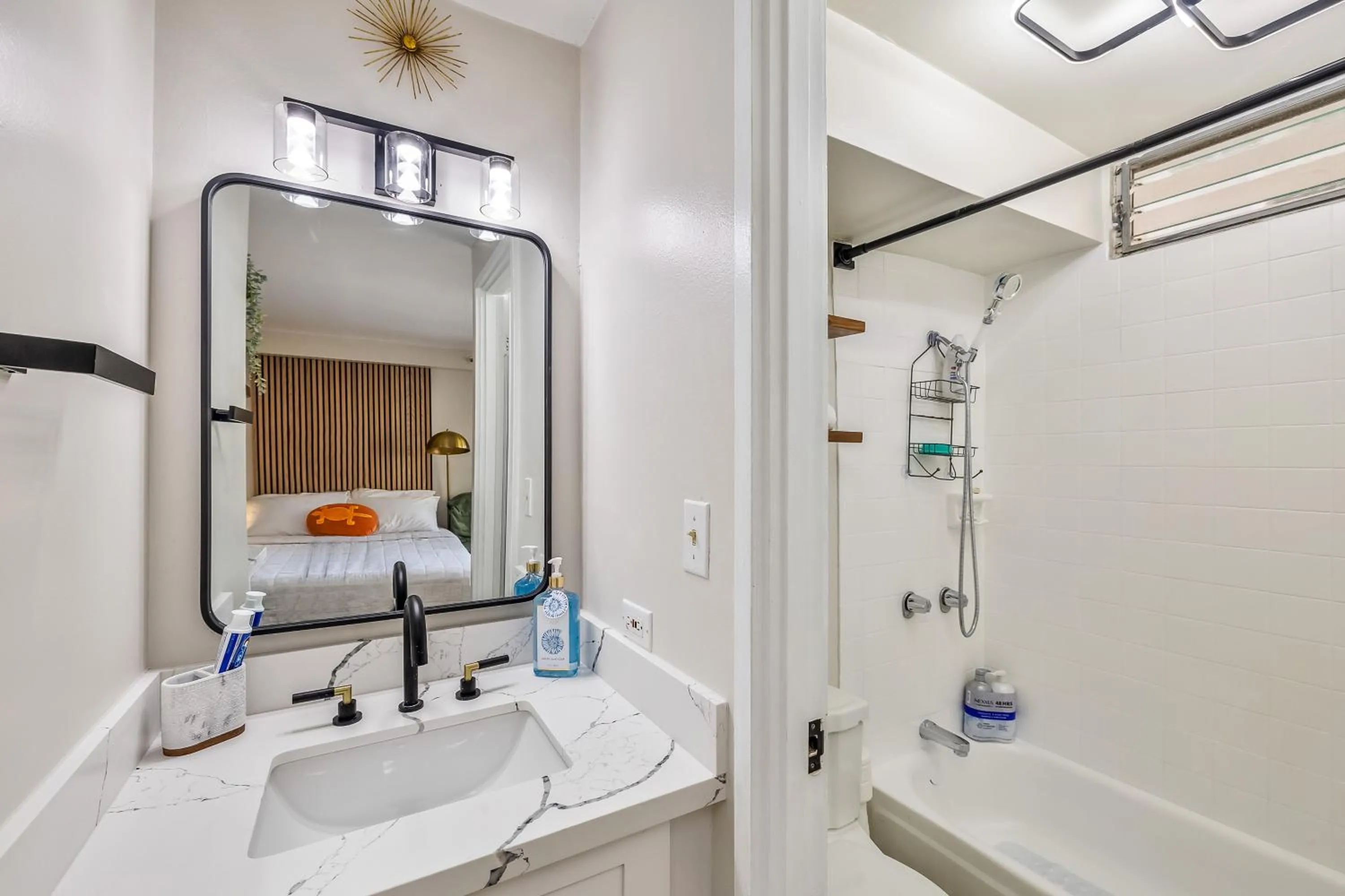 Shower in Bright & Cozy Condo Unit with Balcony!