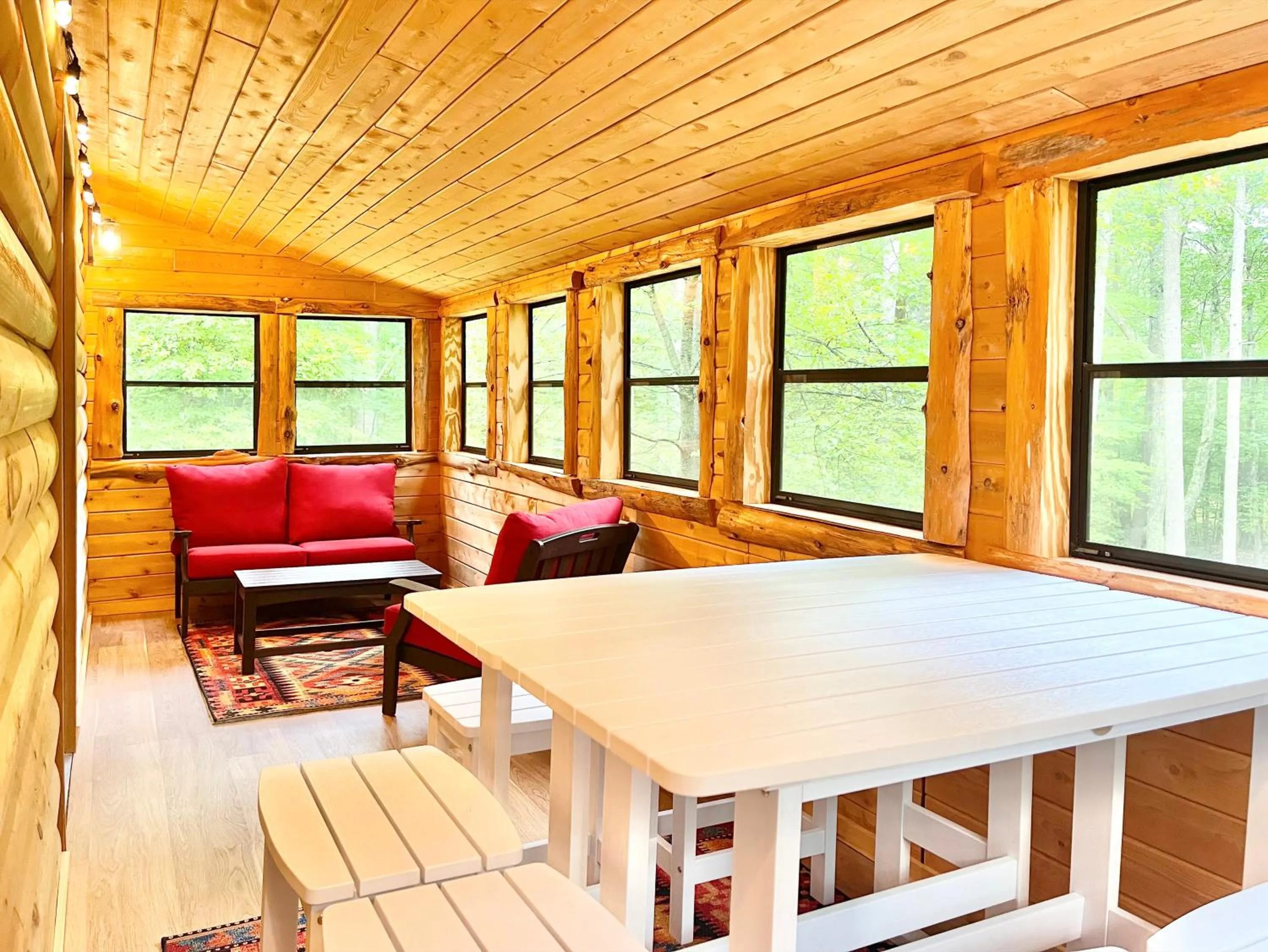 Balcony/Terrace in Adirondack Mountain Cabin with Hot Tub, Near Whiteface, Lake Placid, Fire Pit, Game Rm