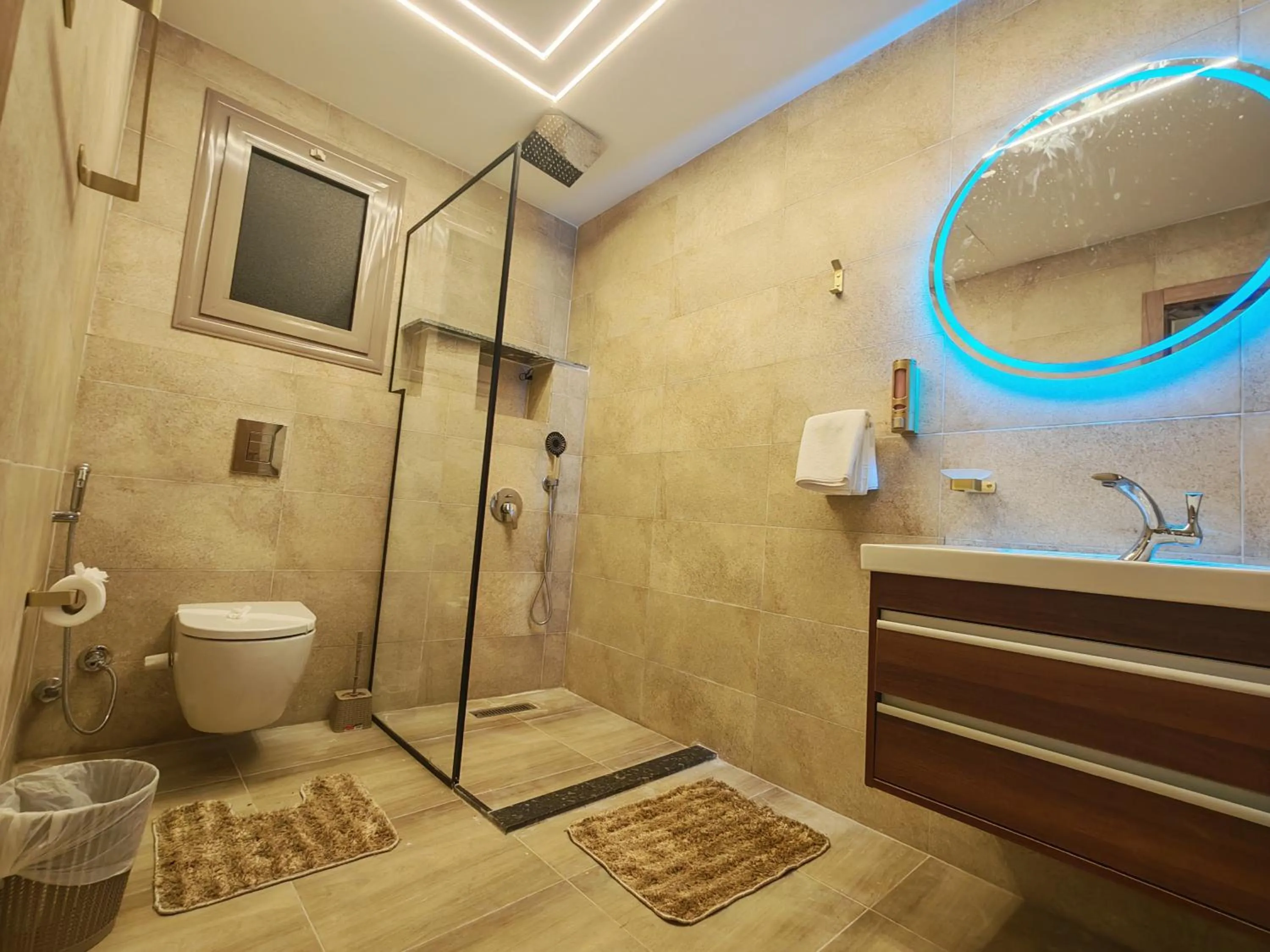 Bathroom in downtown Family Suites