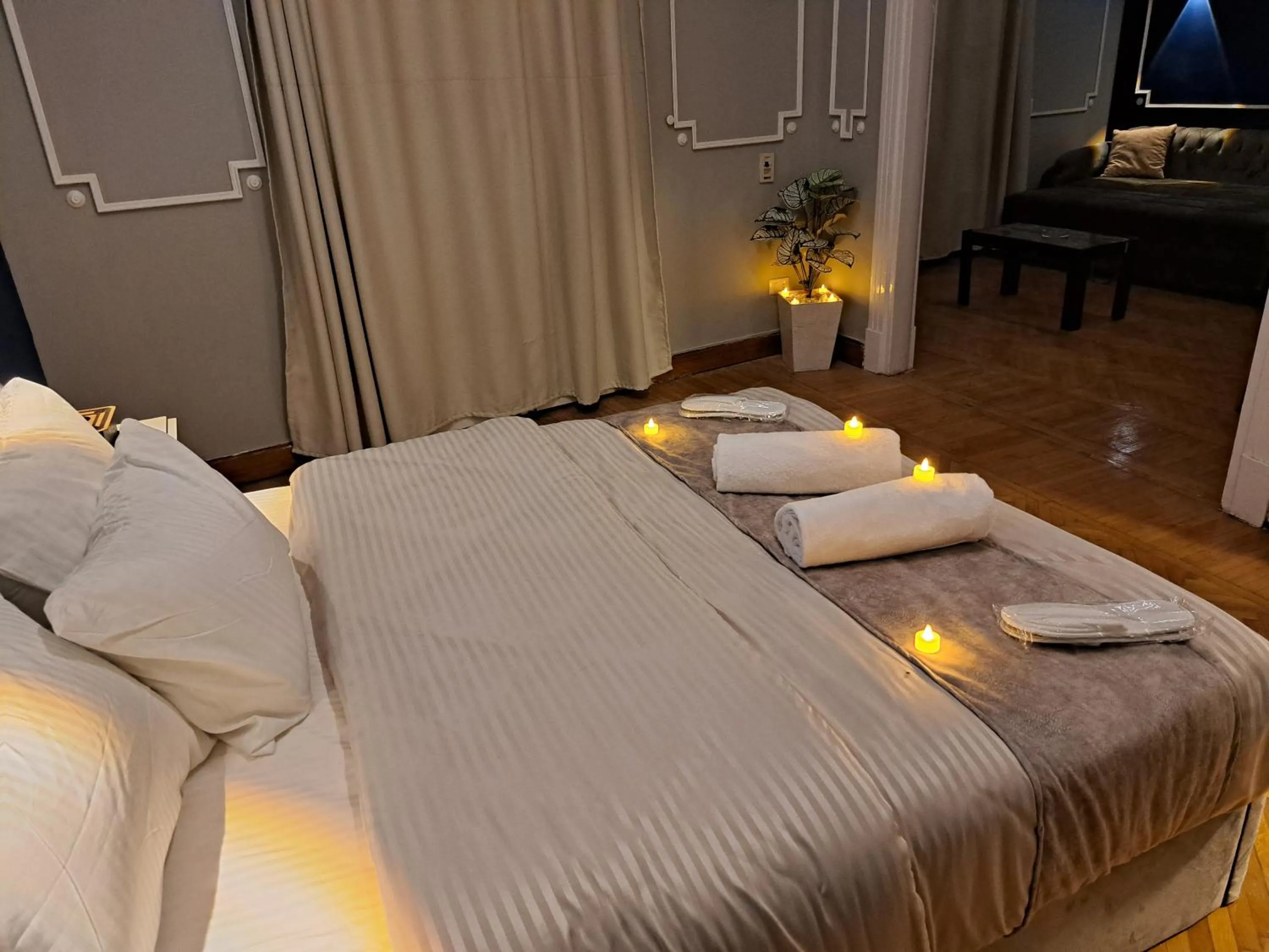 Bed in downtown Family Suites