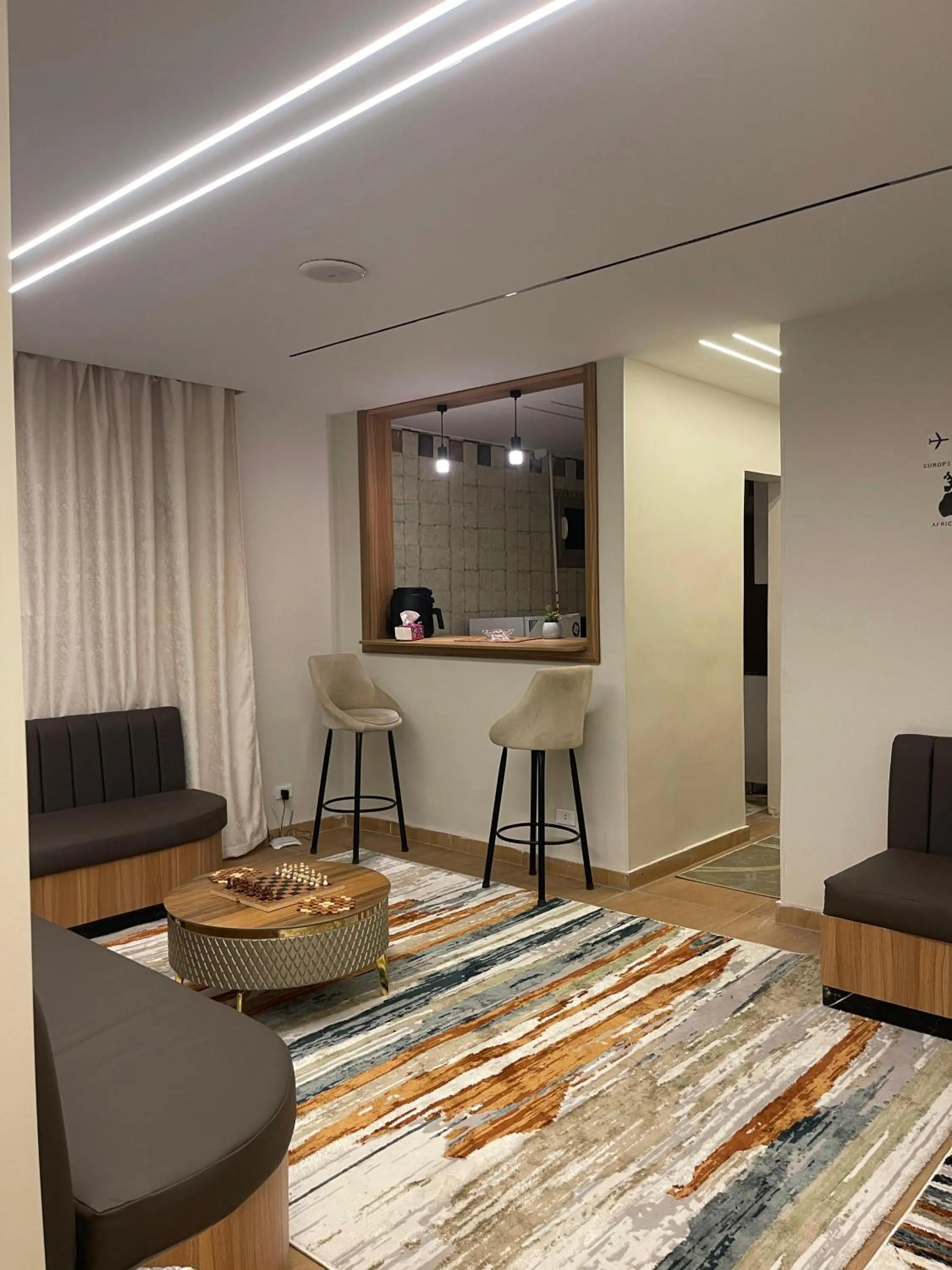 Seating area in downtown Family Suites