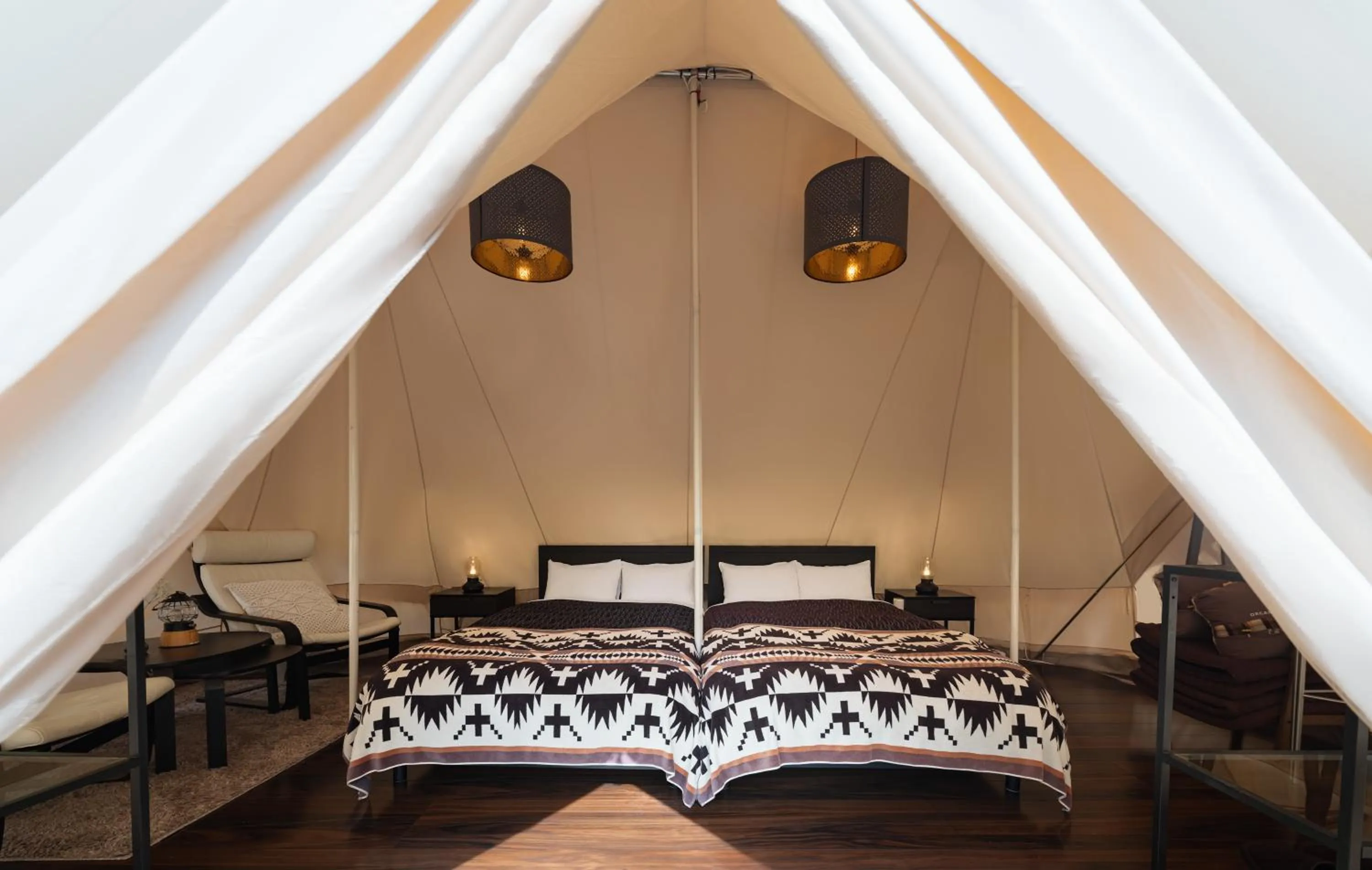 Bed in THE FARM Resort Japan