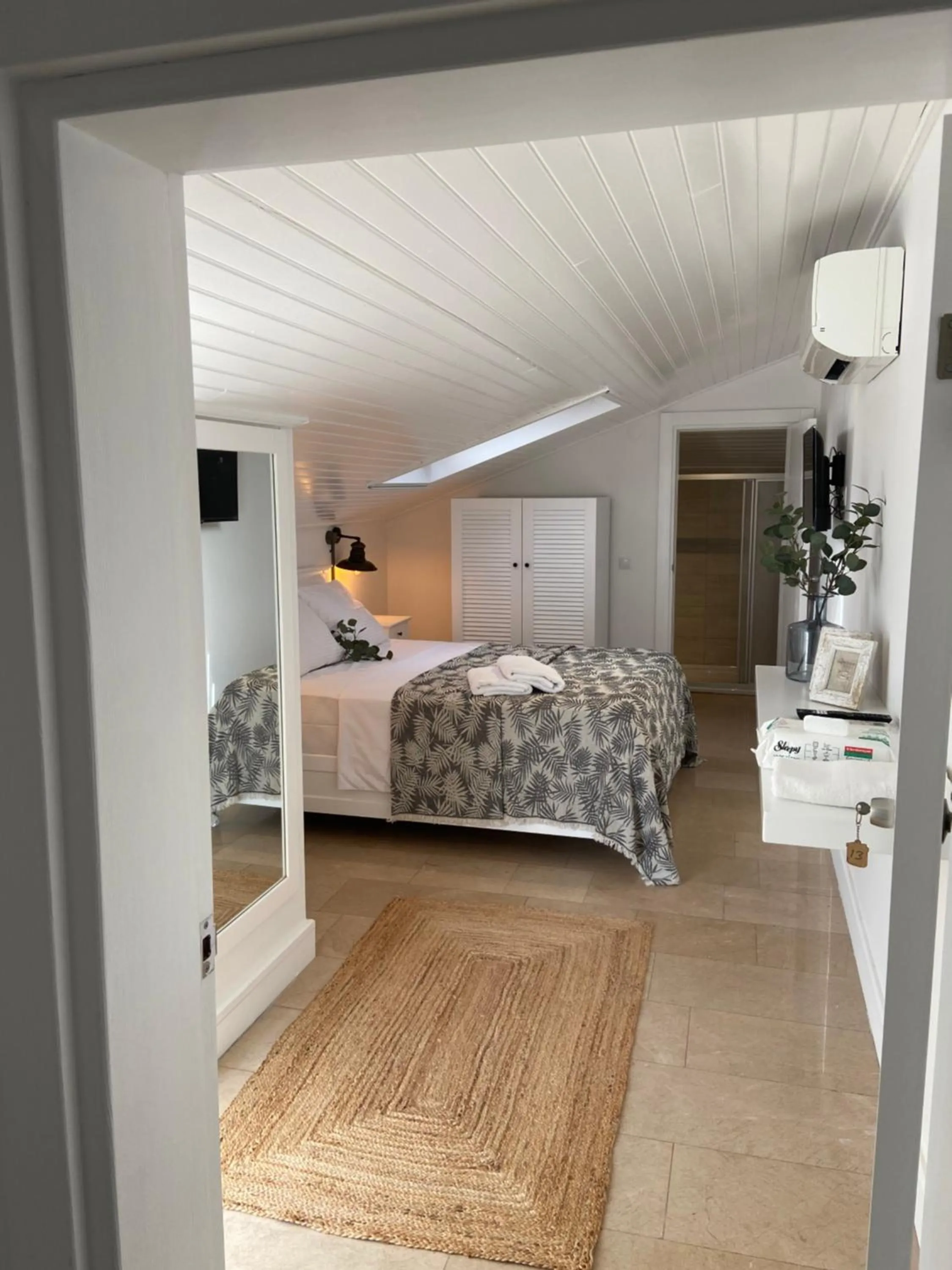 Bed in Alacati Moonbox Hotel