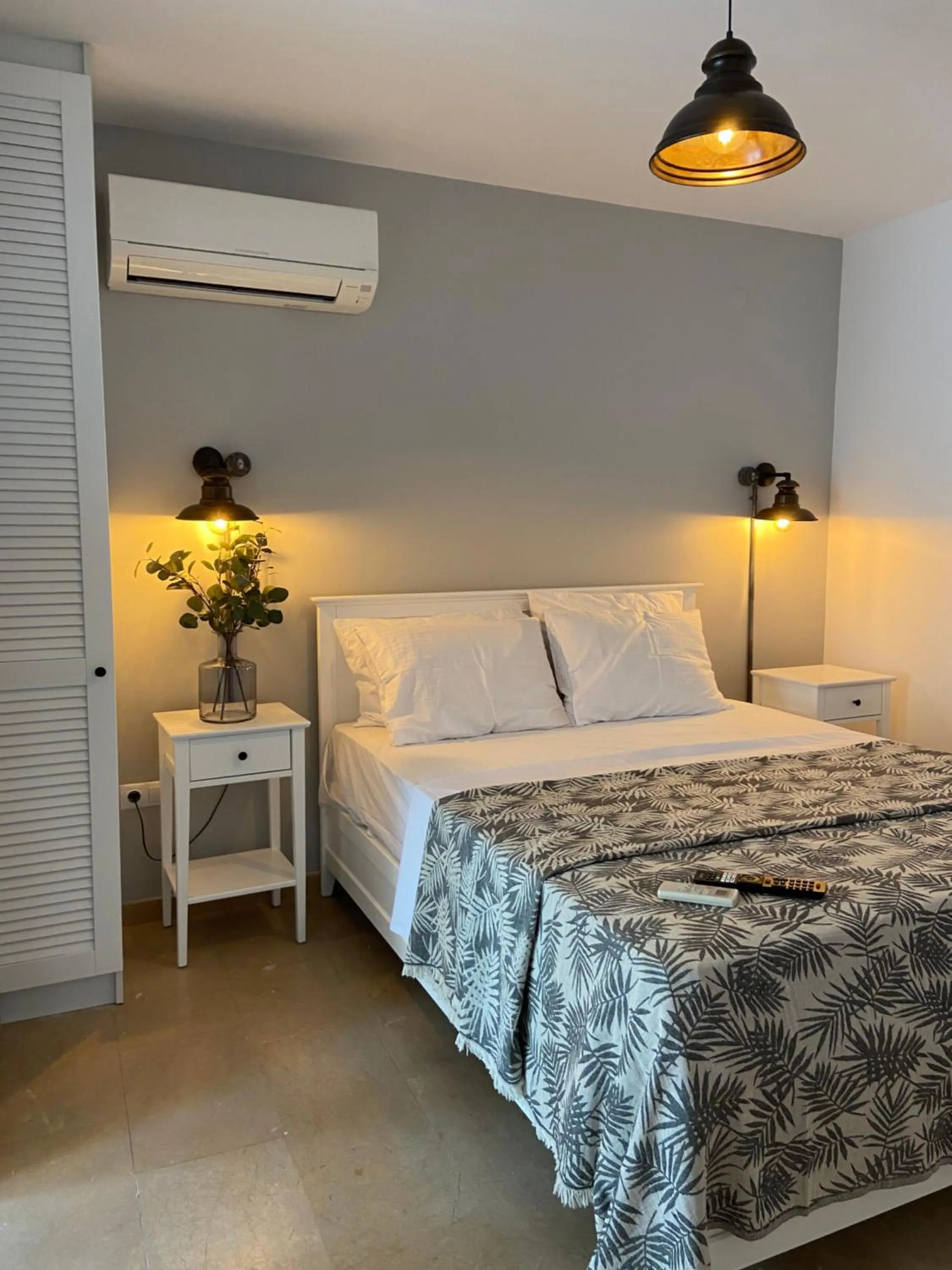 Bed in Alacati Moonbox Hotel